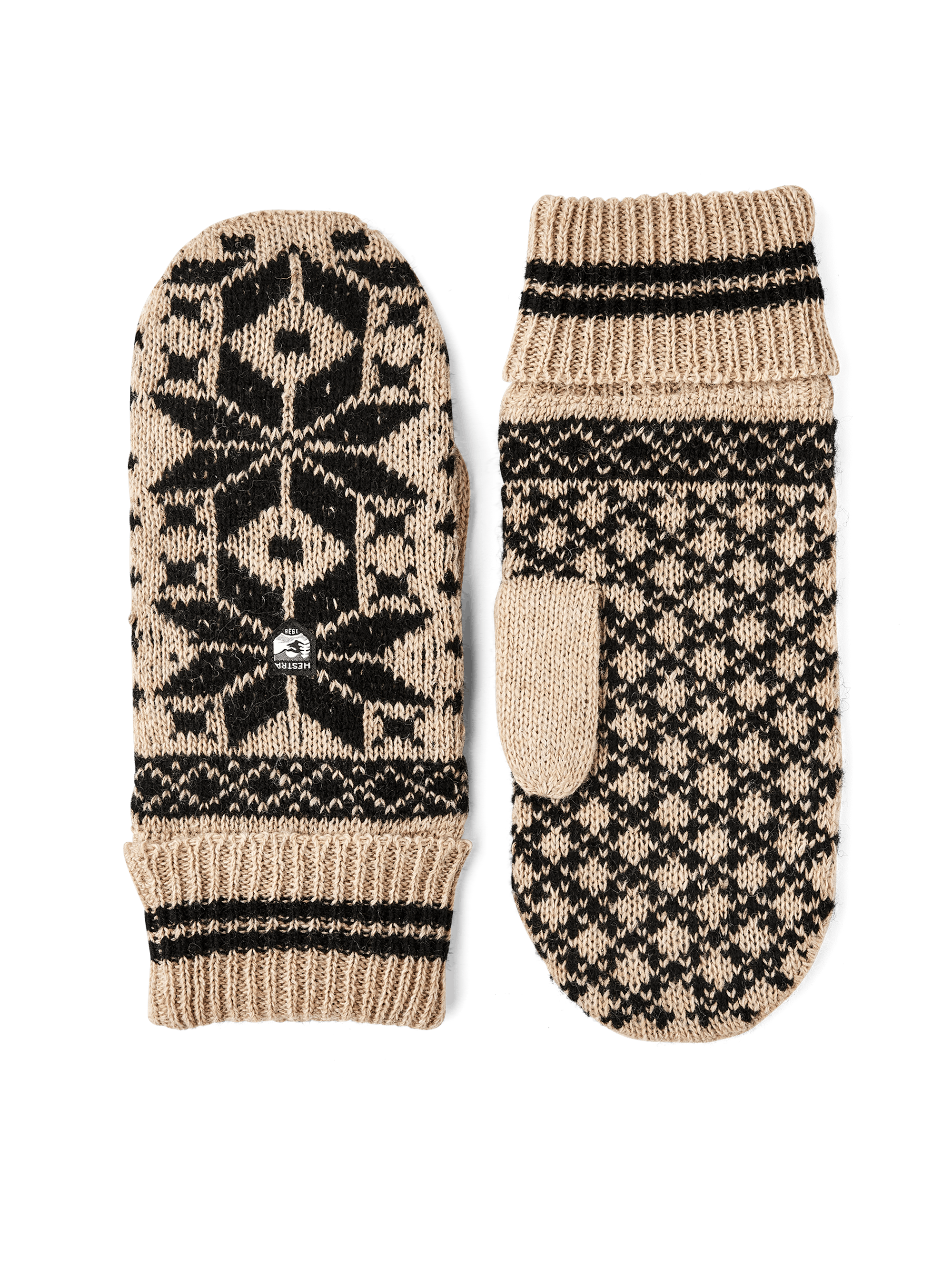 Beiger Strickfäustling aus Wollmix mit Motiv (1 oder 5)