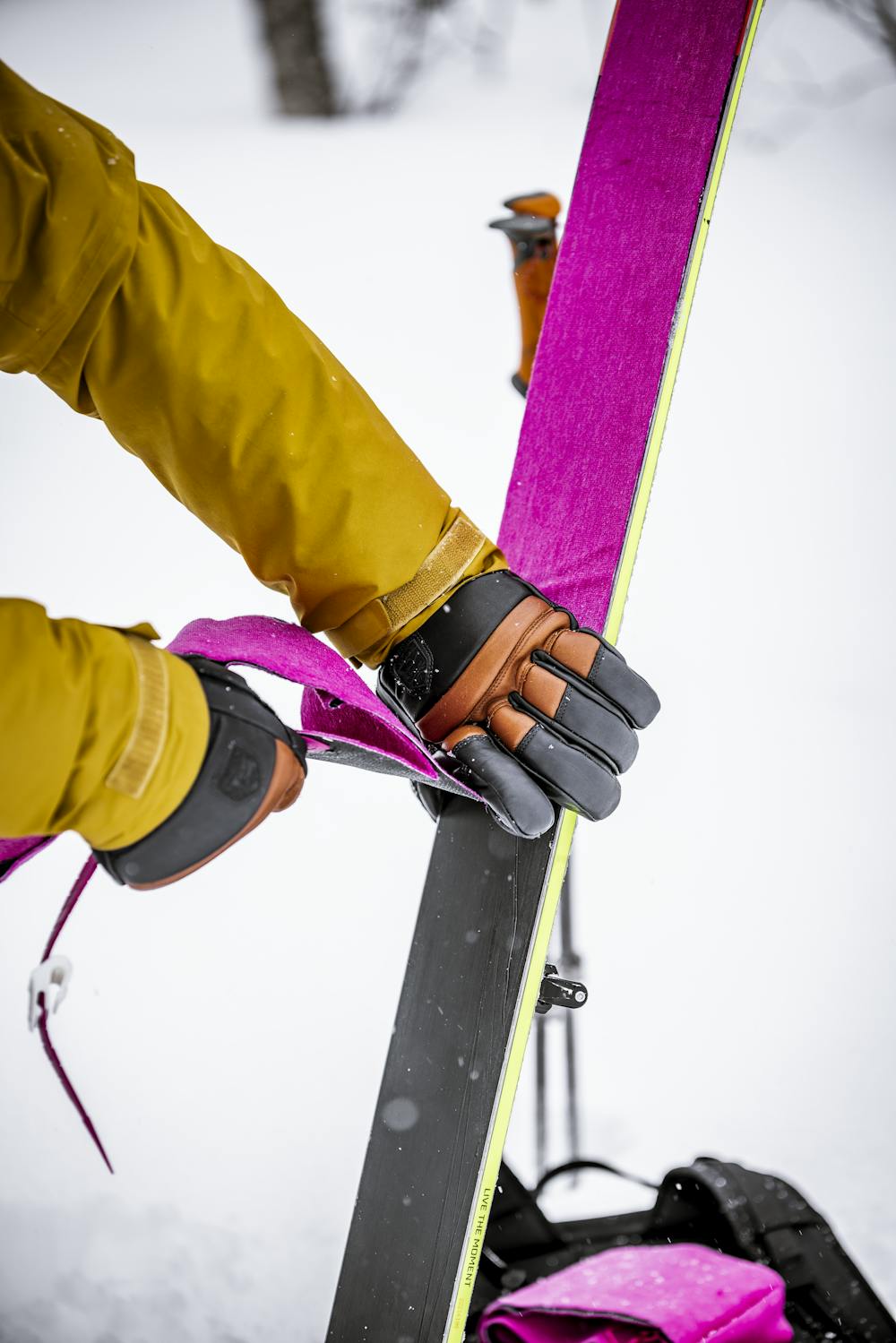 Mörkblå och mörkbrun skidhandske i nötnappa
 (4 av 10)