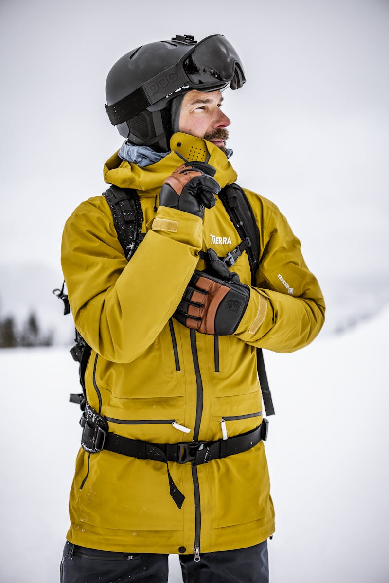 Dark blue and dark brown cow hide ski glove (2 of 10)