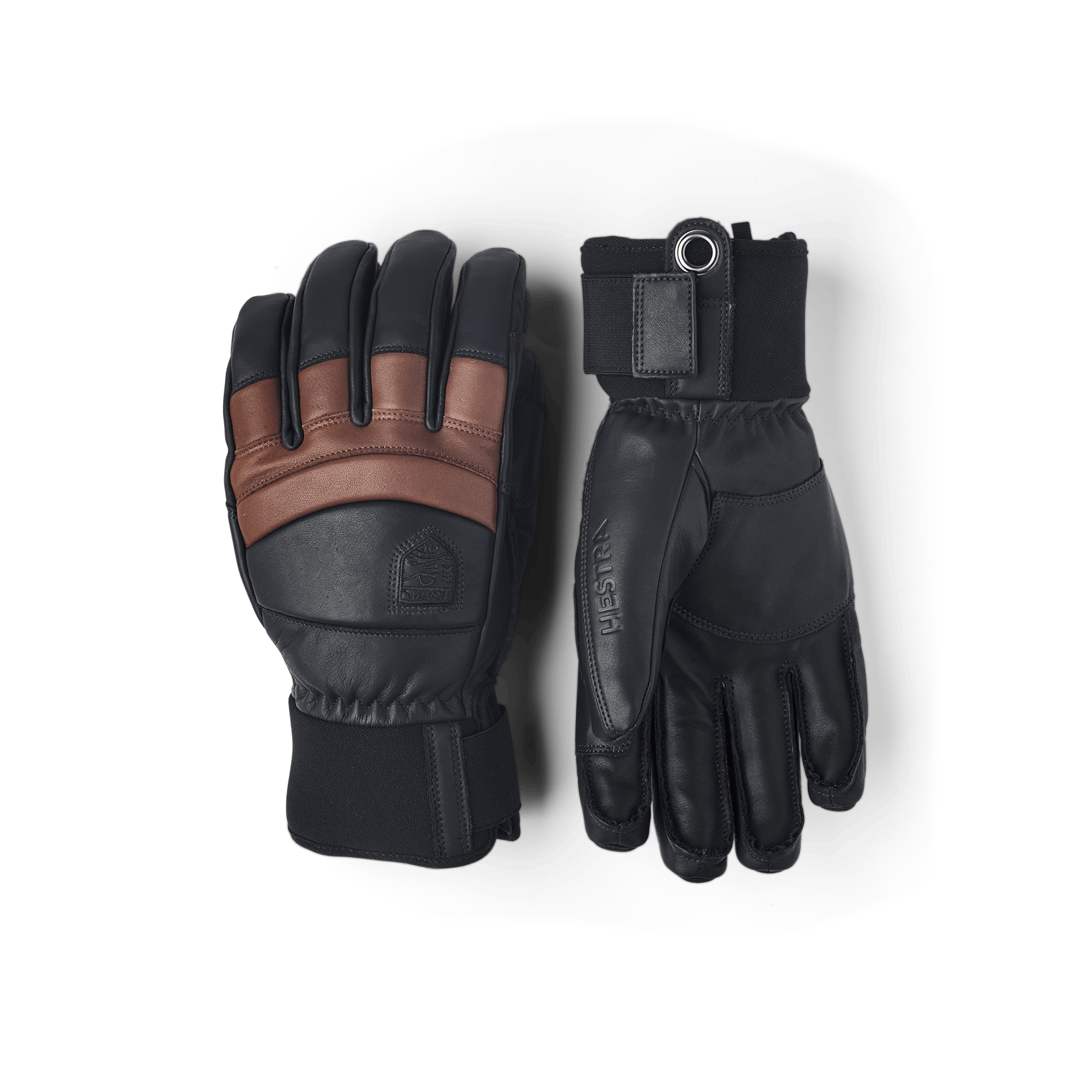 Dark blue and dark brown cow hide ski glove (1 of 10)