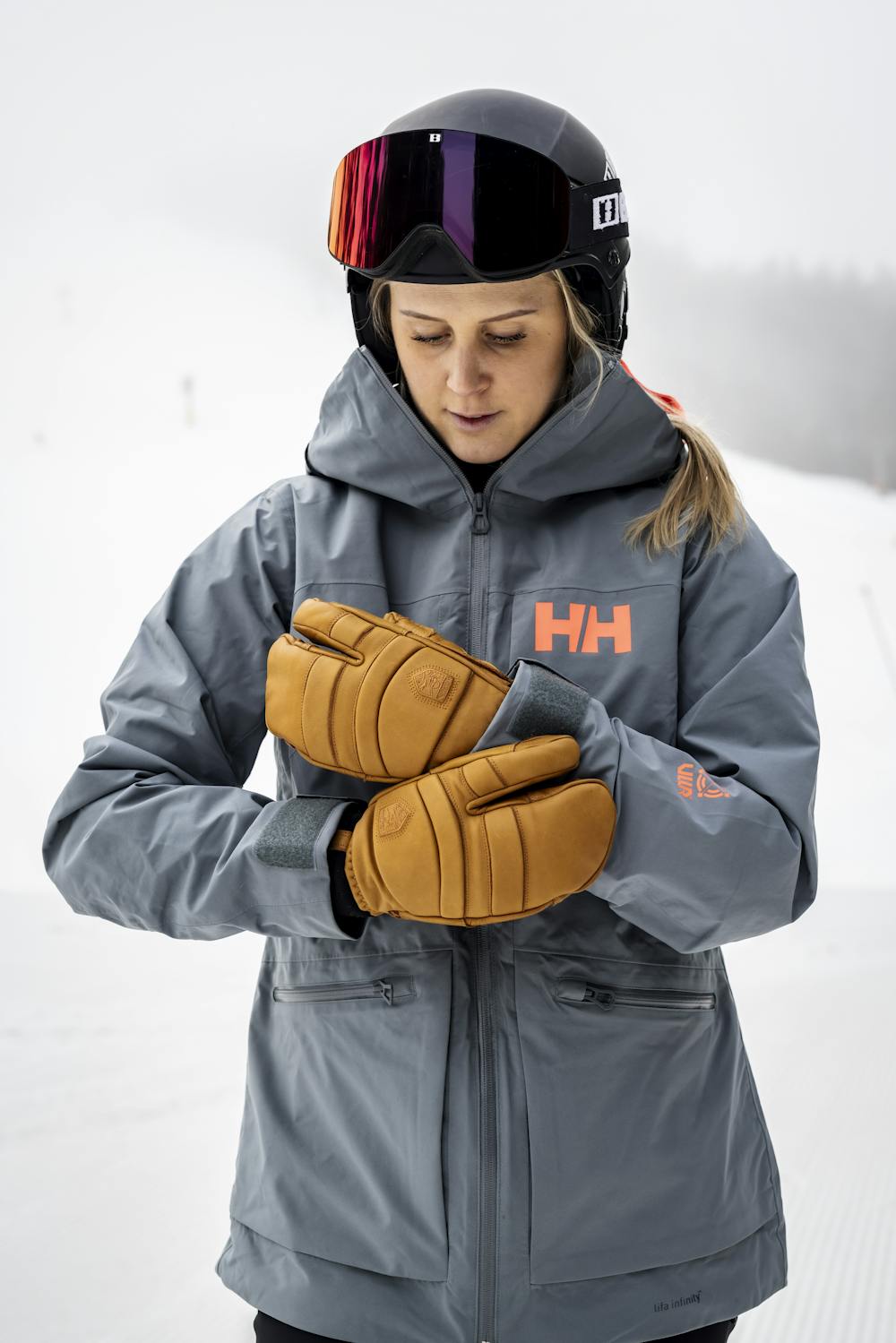 Hellbrauner Dreifingerhandschuh aus Rindsleder (4 oder 5)