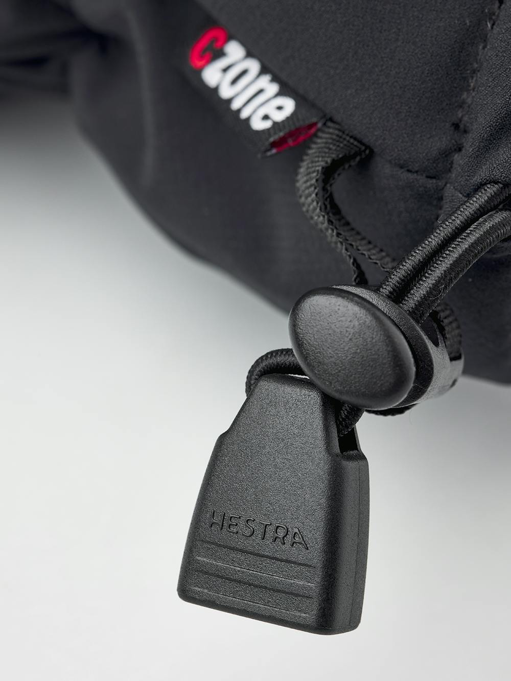 Schwarzer Fausthandschuh aus Stoff mit schwarzem Ziegenleder an der Innenhand (5 oder 7)