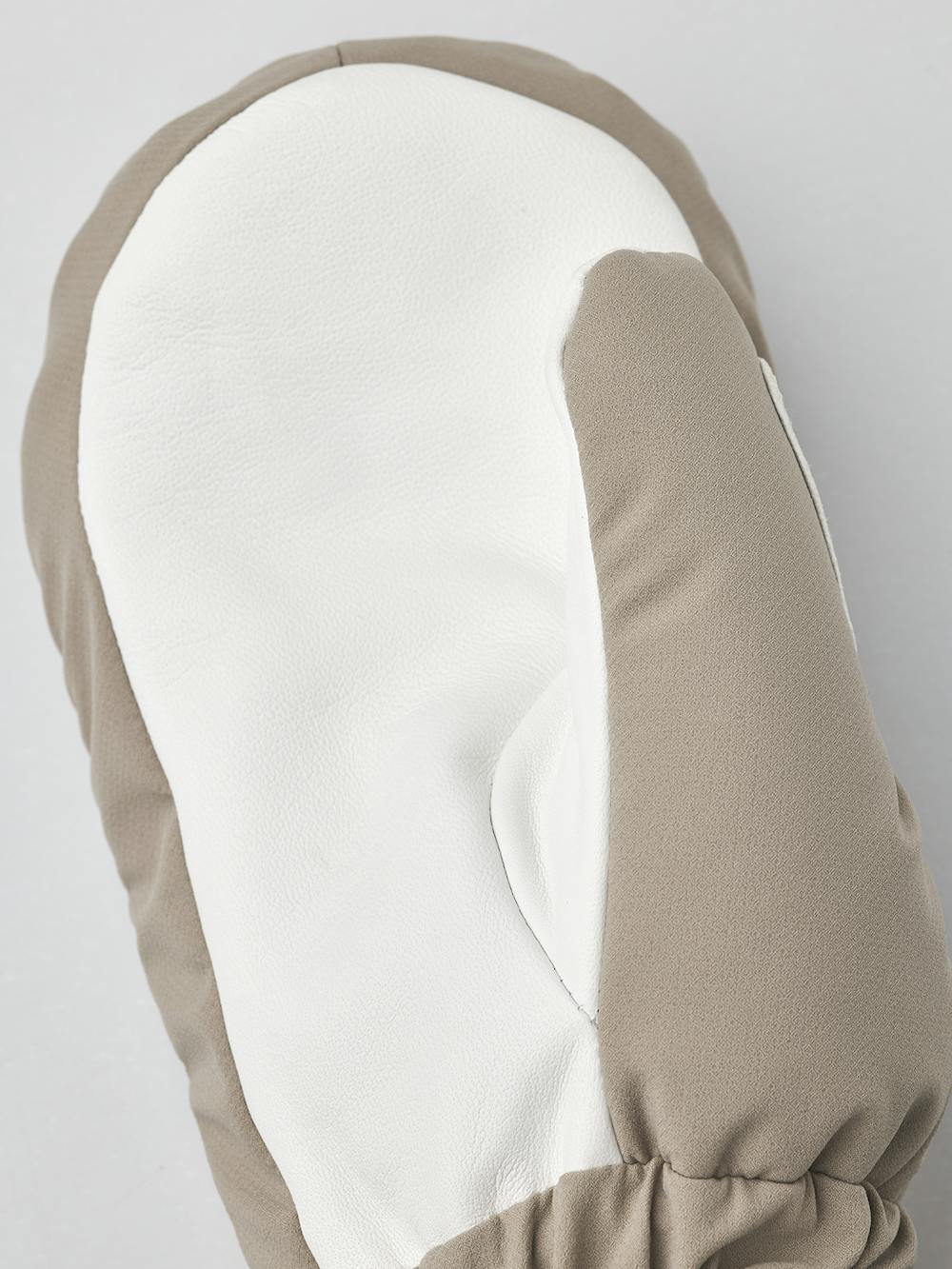 Beige fabric mitten with white goat leather palm (3 of 7)