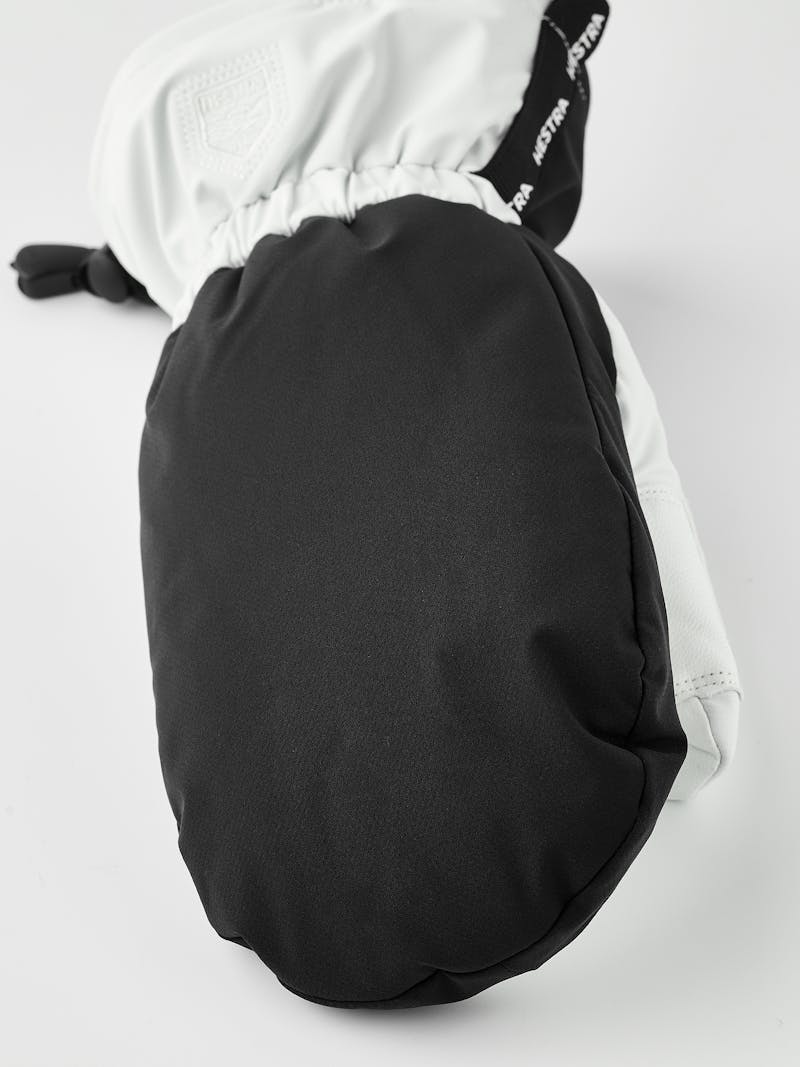 Black and white fabric ski glove with white goat leather palm (3 of 7)