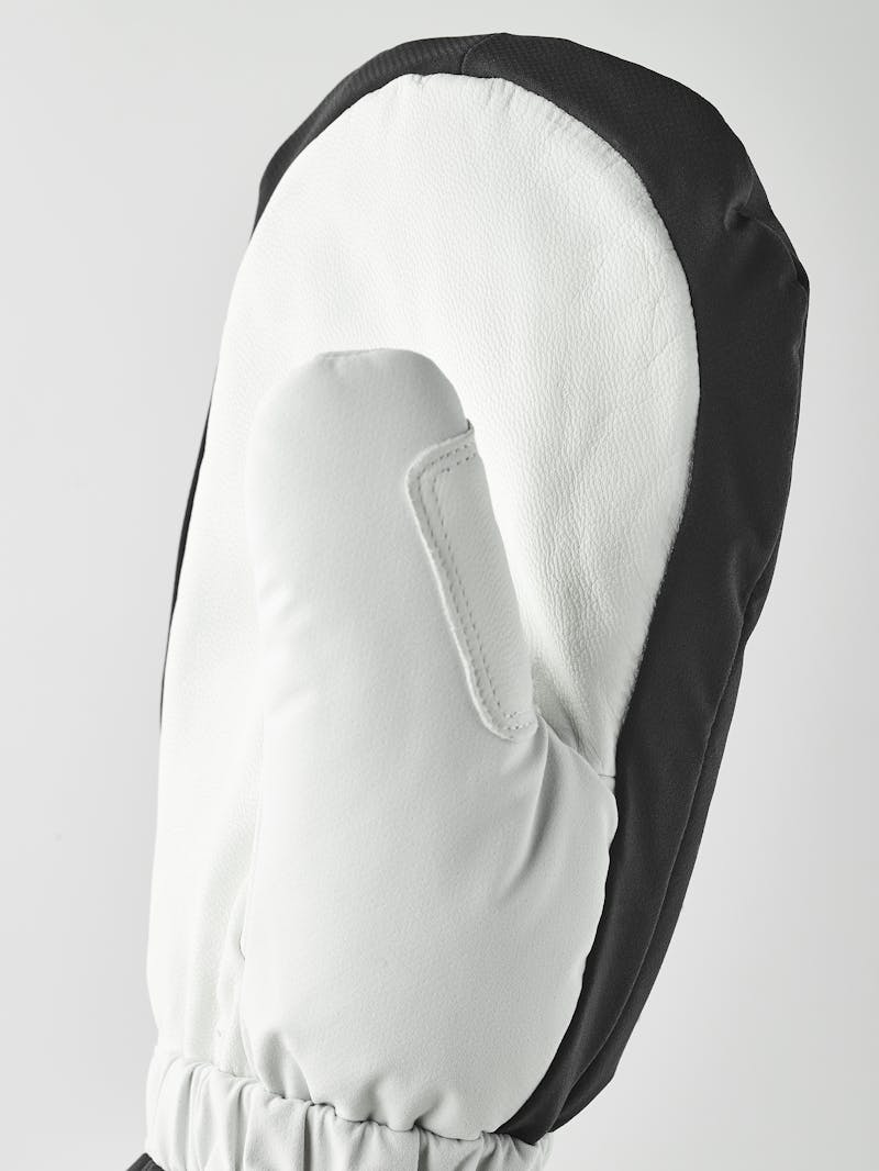 Black and white fabric ski glove with white goat leather palm (2 of 7)