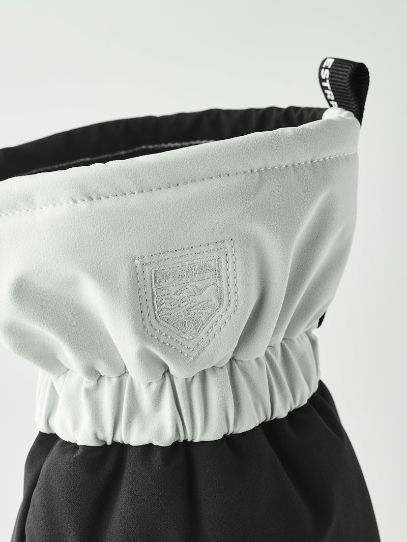 Black and white fabric ski glove with white goat leather palm (5 of 7)