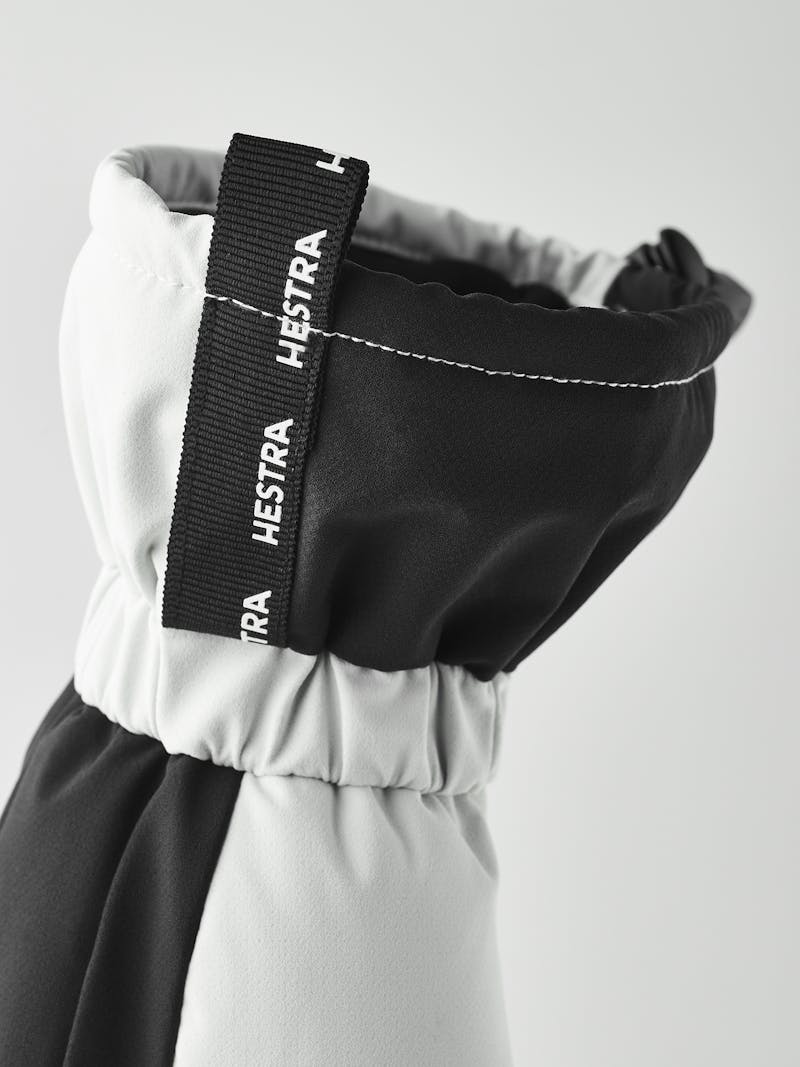 Black and white fabric ski glove with white goat leather palm (4 of 7)