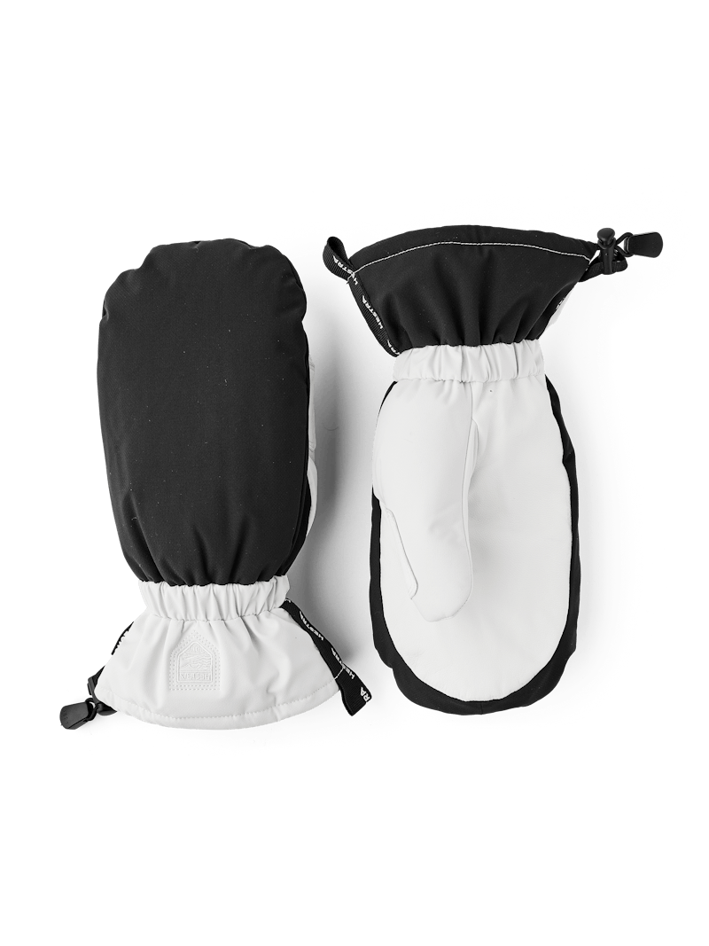 Black and white fabric ski glove with white goat leather palm (1 of 7)