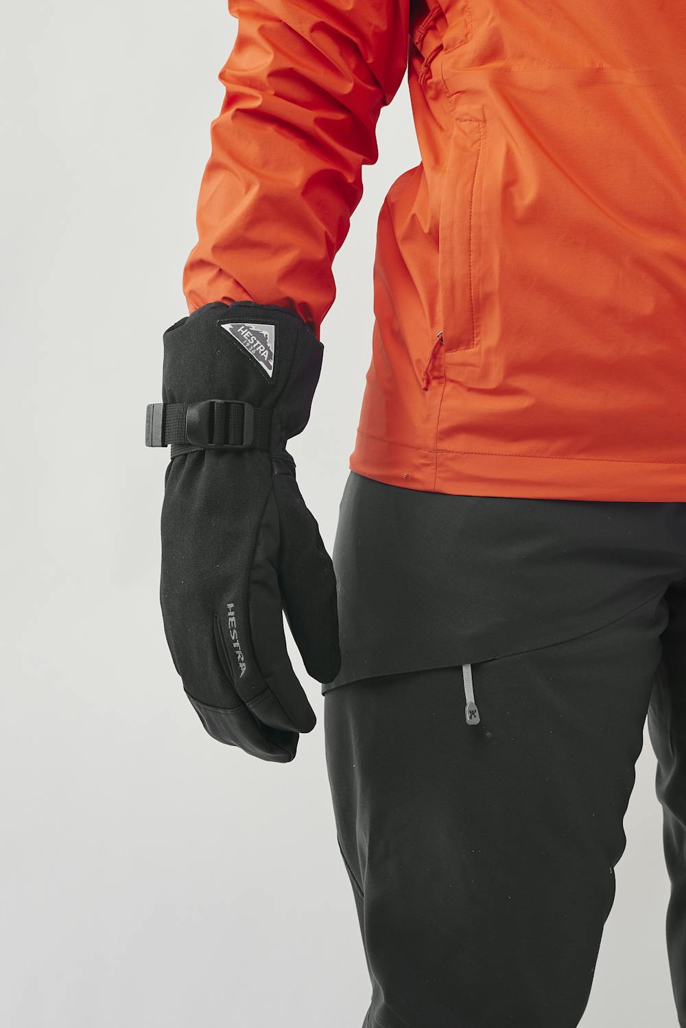 Black three finger glove with goat leather palm and wrist adjustment (5 of 6)