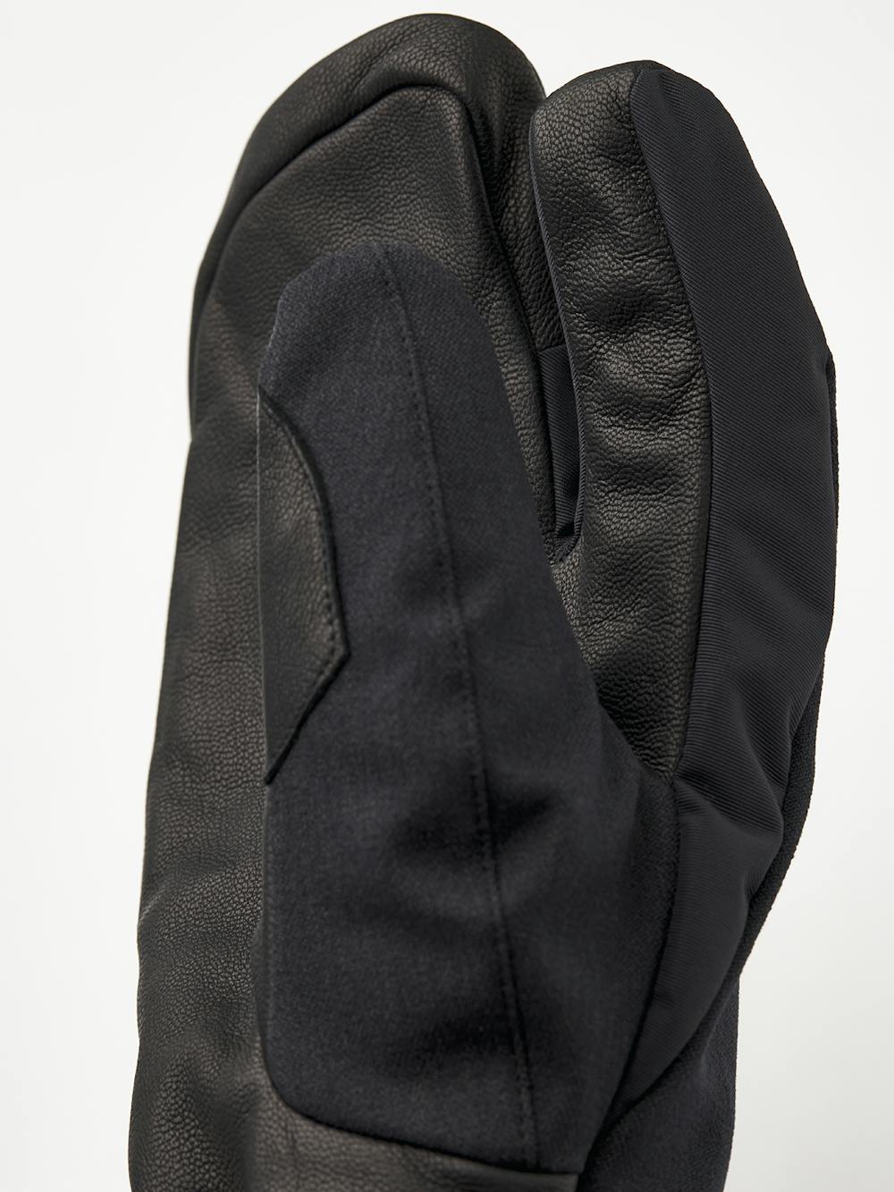 Black three finger glove with goat leather palm and wrist adjustment (3 of 6)