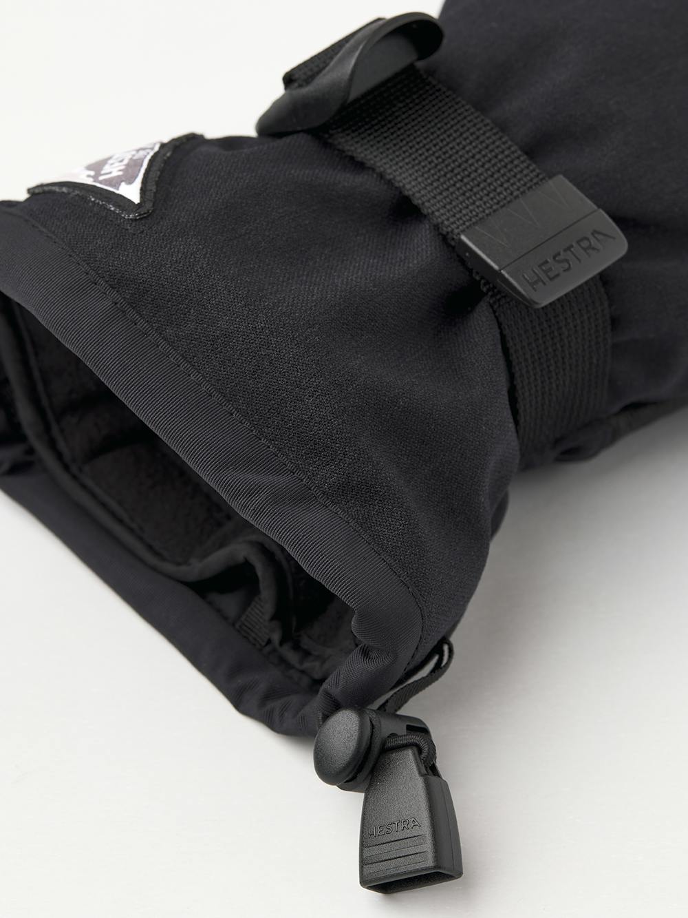 Black three finger glove with goat leather palm and wrist adjustment (4 of 6)