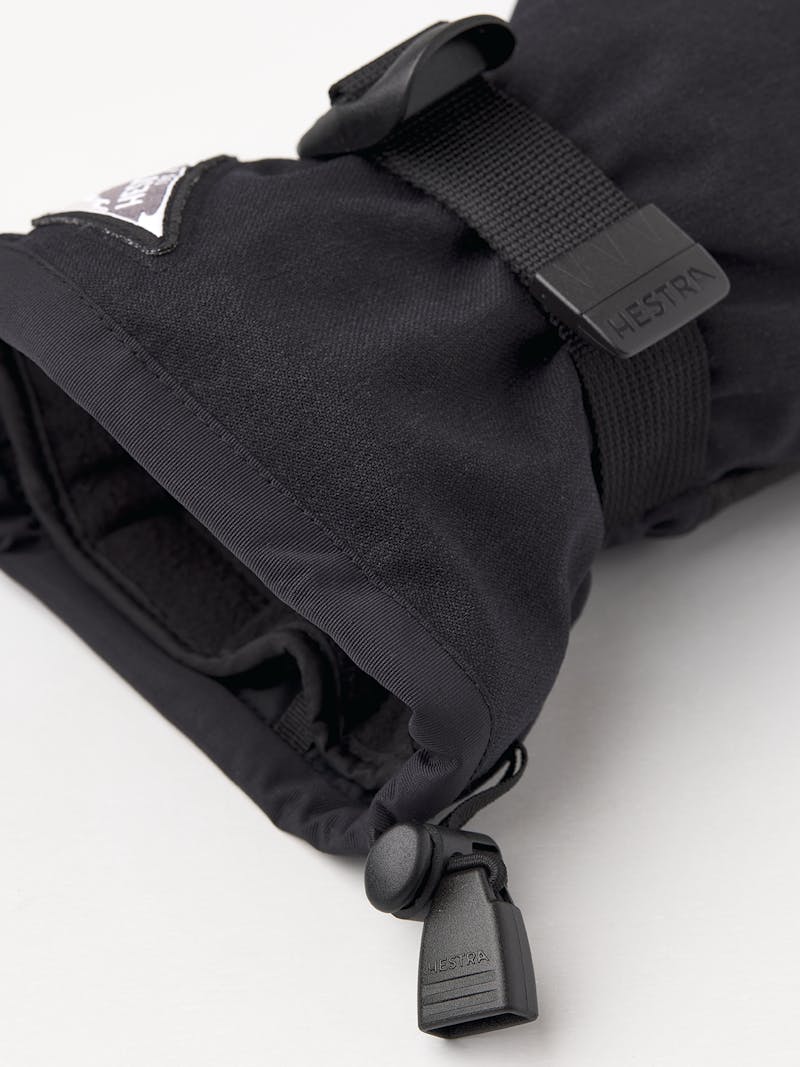 Black three finger glove with goat leather palm and wrist adjustment (4 of 5)