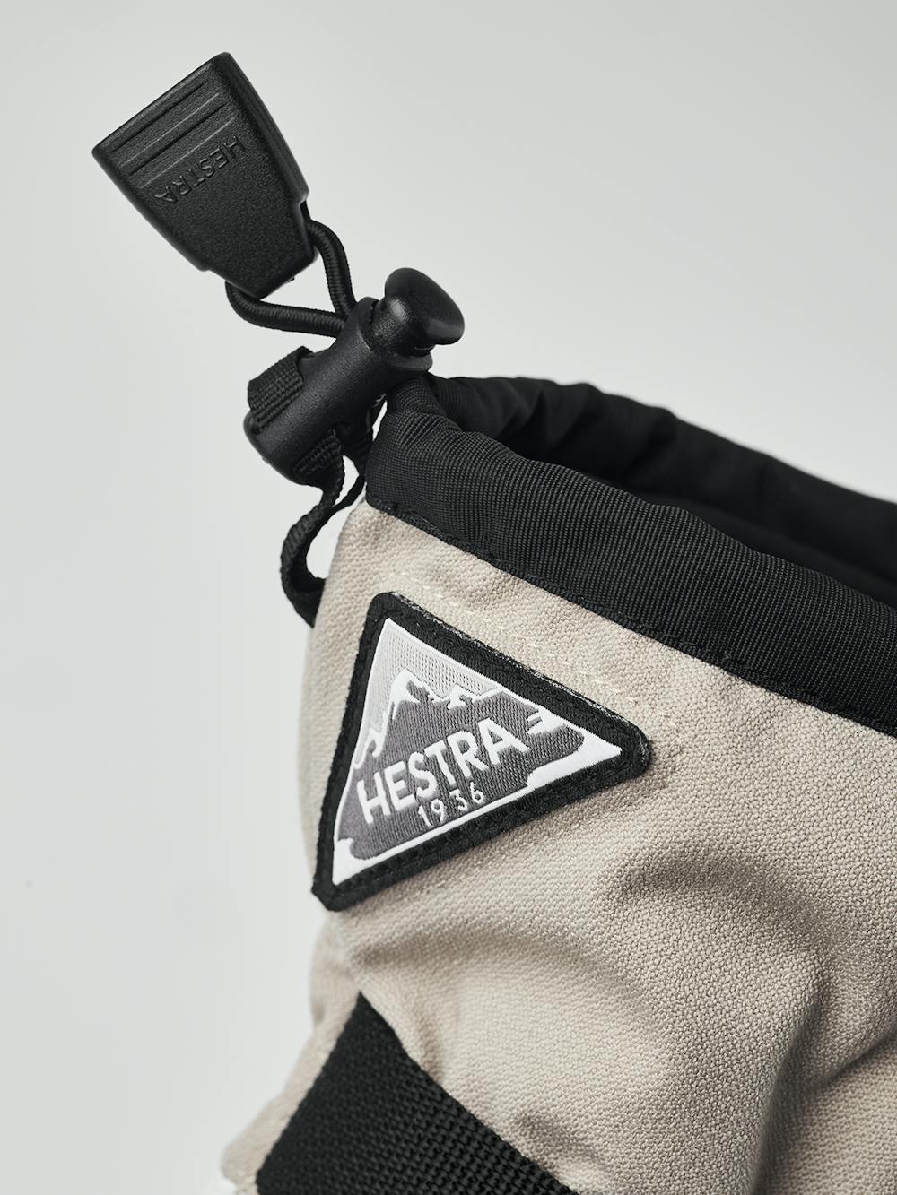 Beige three finger glove with white goat leather palm and wrist adjustment (4 of 6)