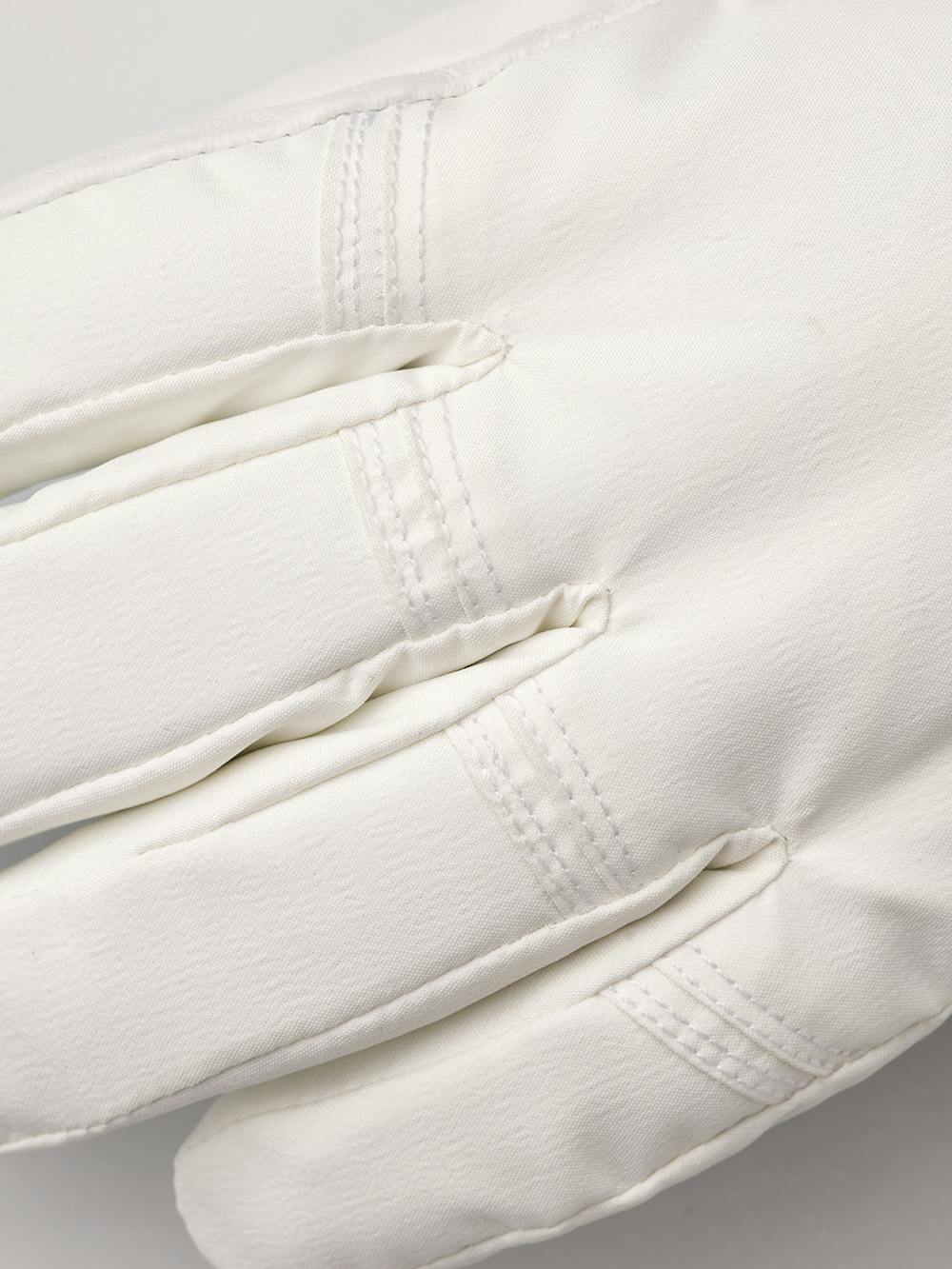 White fabric ski glove with white hairsheep palm and wrist adjustment (2 of 4)