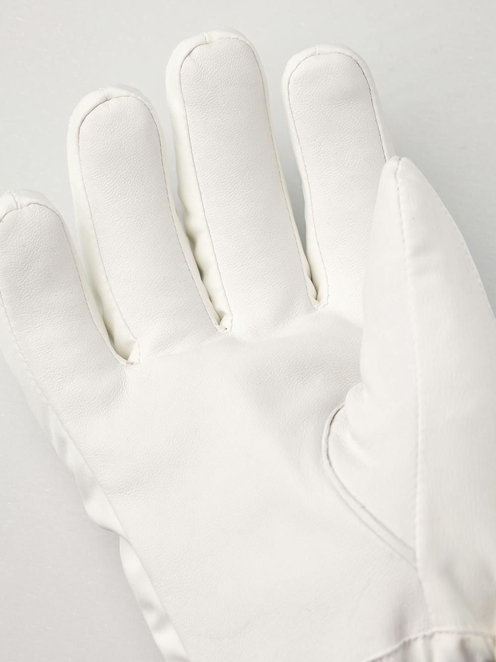 White fabric ski glove with white hairsheep palm and wrist adjustment (3 of 4)