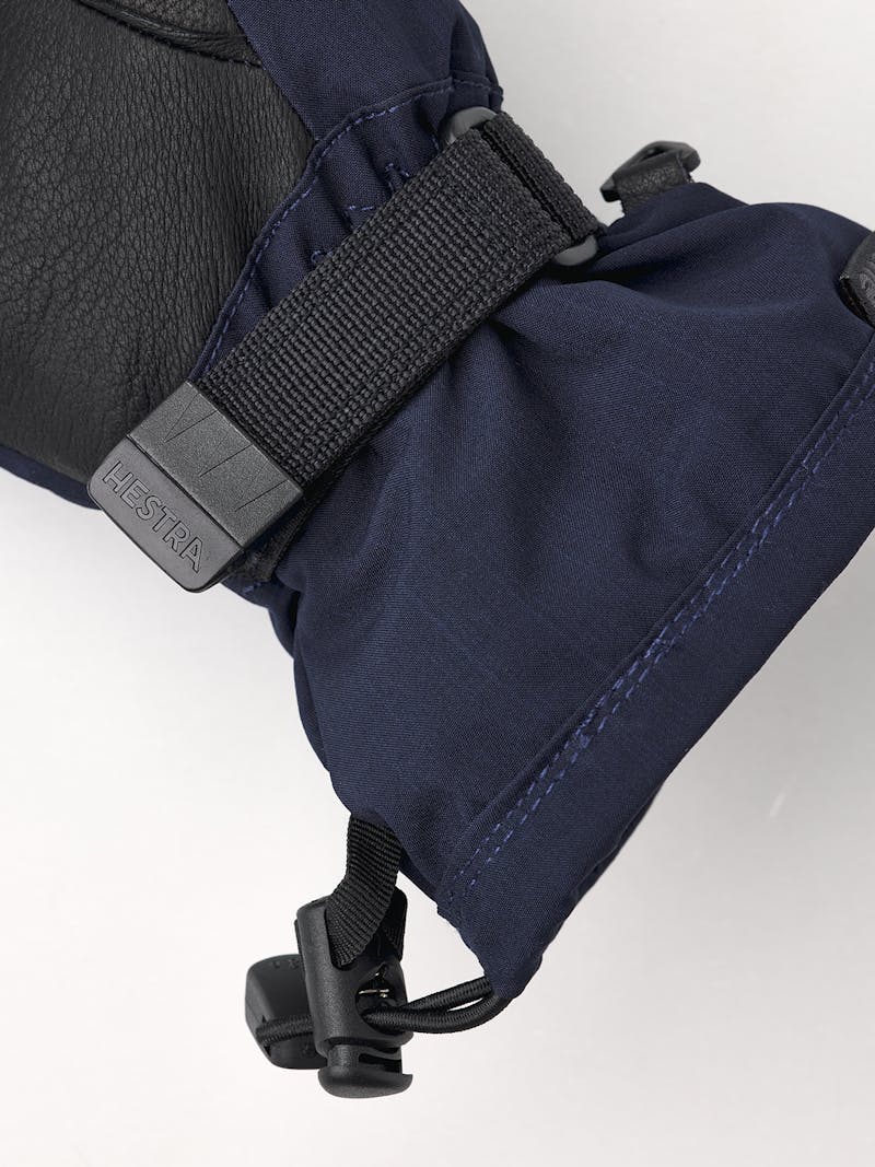 Dark blue fabric ski glove with black hairsheep palm and wrist adjustment (4 of 4)