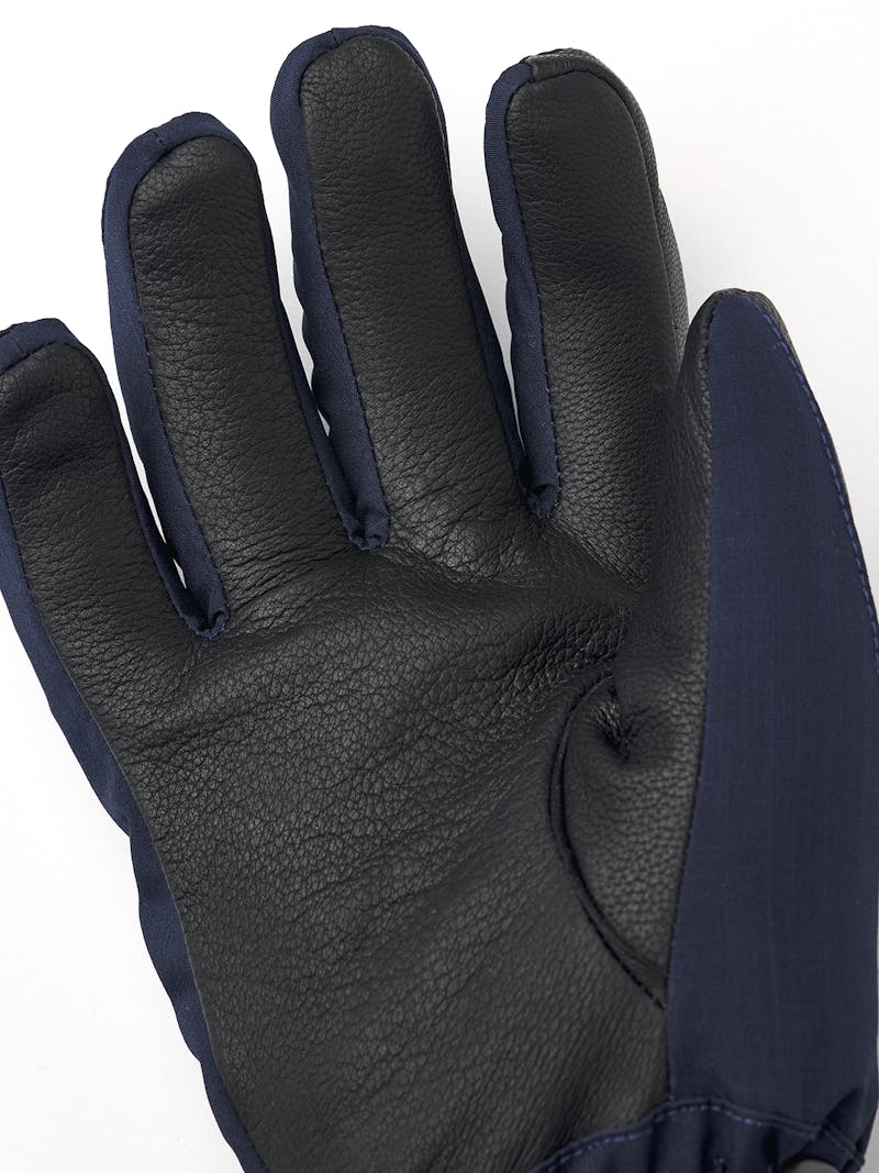 Dark blue fabric ski glove with black hairsheep palm and wrist adjustment (3 of 4)