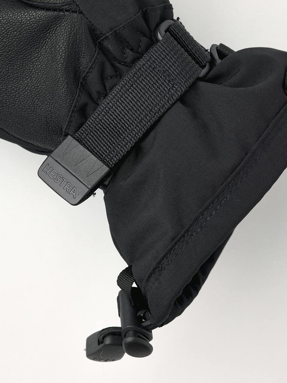 Black fabric ski glove with black hairsheep palm and wrist adjustment (4 of 5)