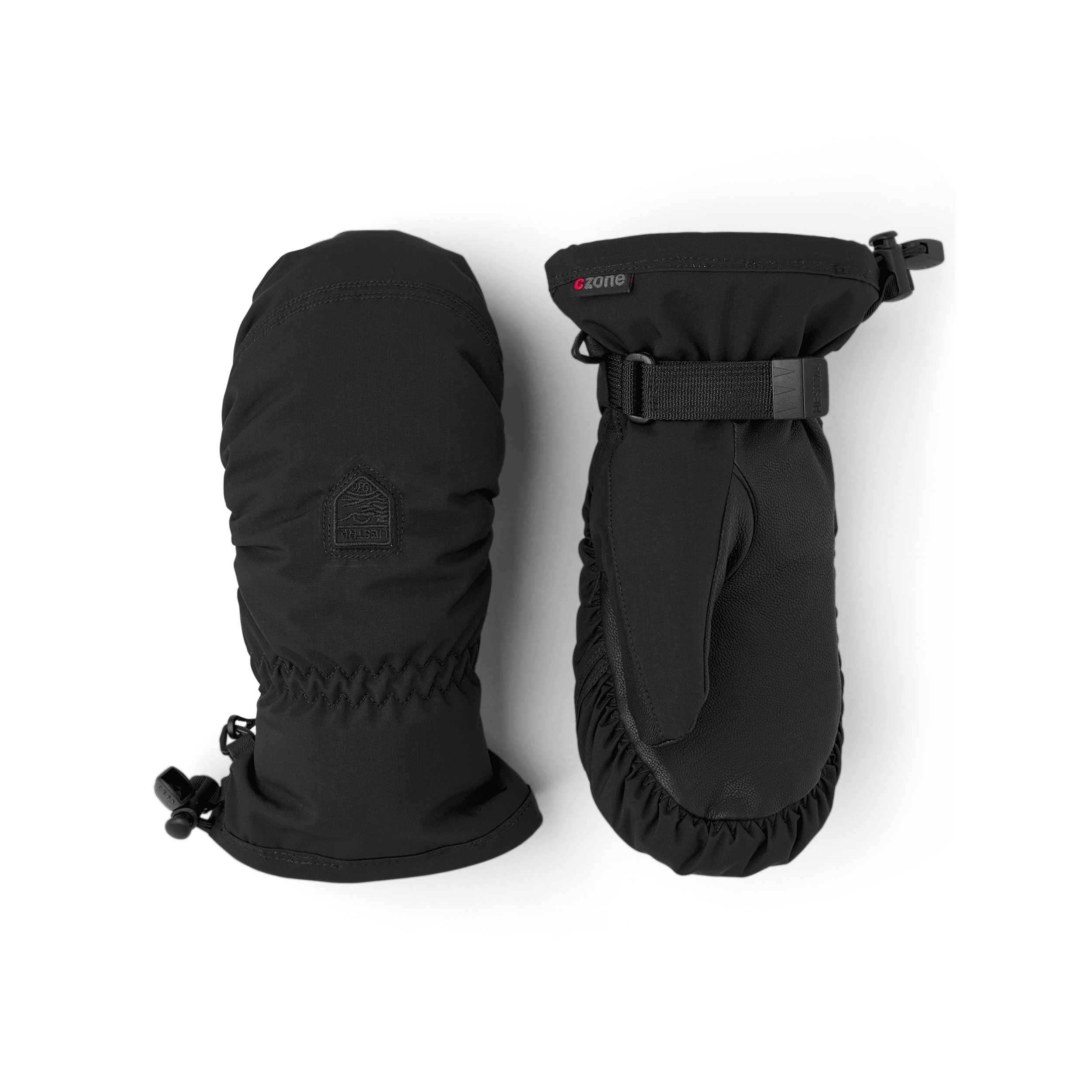 Black fabric mitten with black hairsheep palm and wrist adjustment (1 of 4)