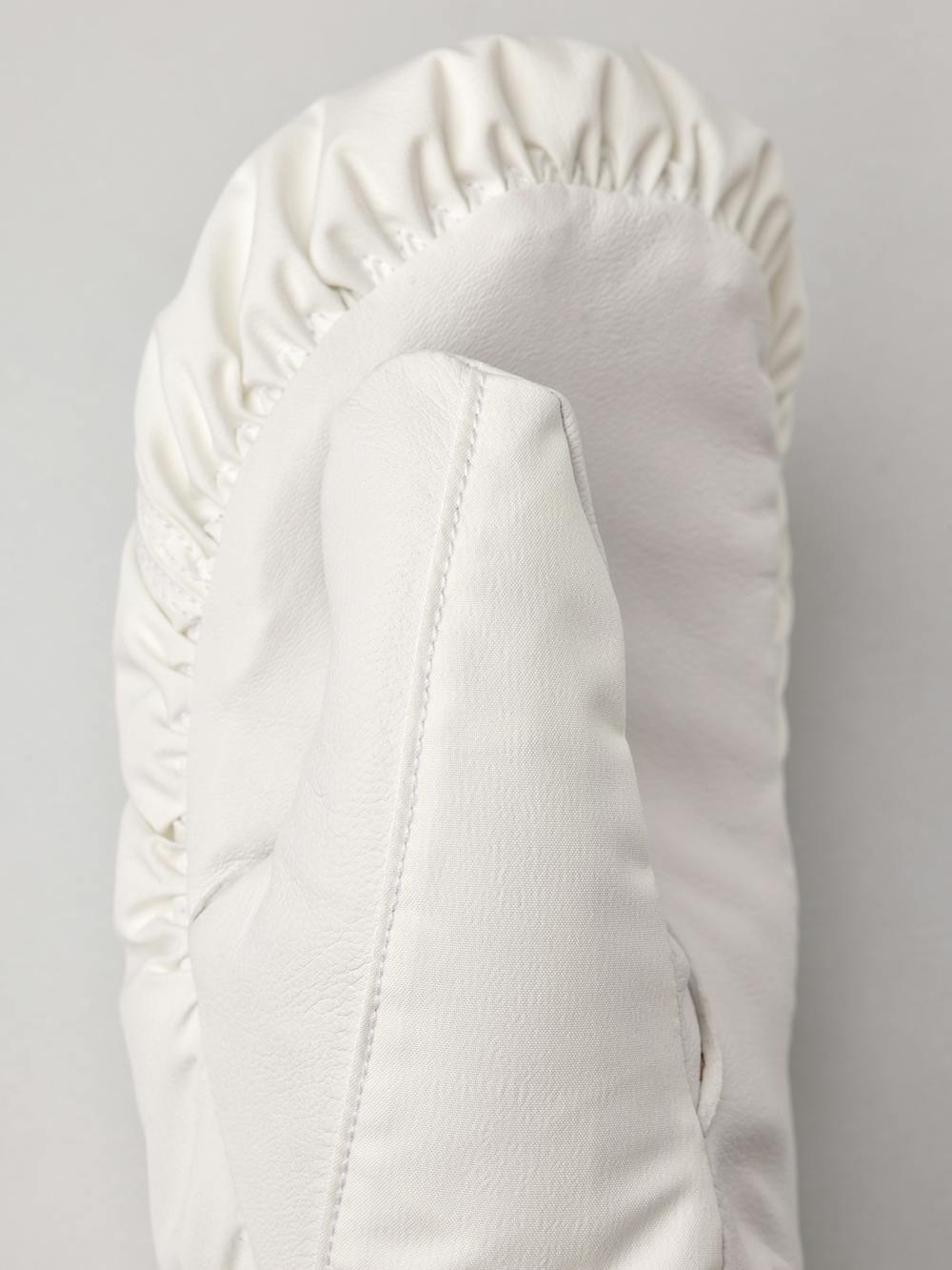 White fabric mitten with white hairsheep palm and wrist adjustment (2 of 5)