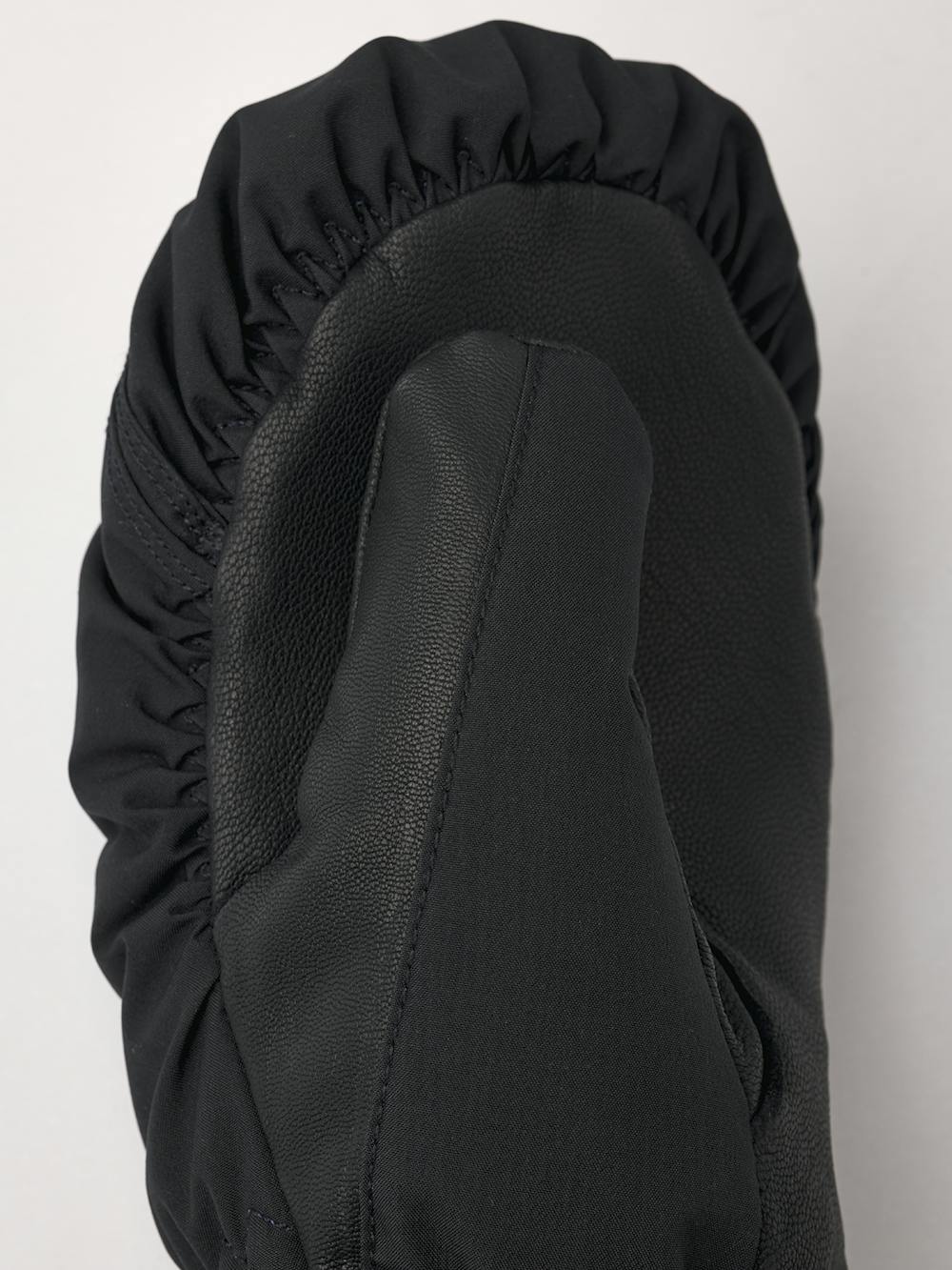 Black fabric mitten with black hairsheep palm and wrist adjustment (2 of 4)