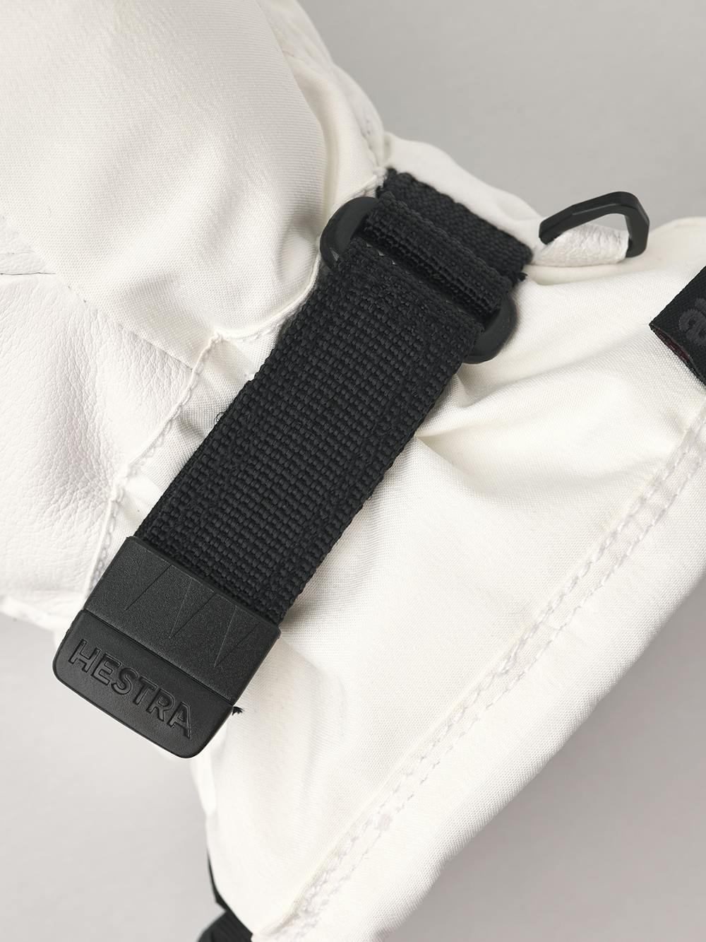 White fabric mitten with white hairsheep palm and wrist adjustment (3 of 5)