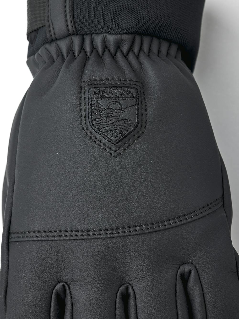 Schwarzer Skihandschuh aus veganem Leder (3 oder 7)