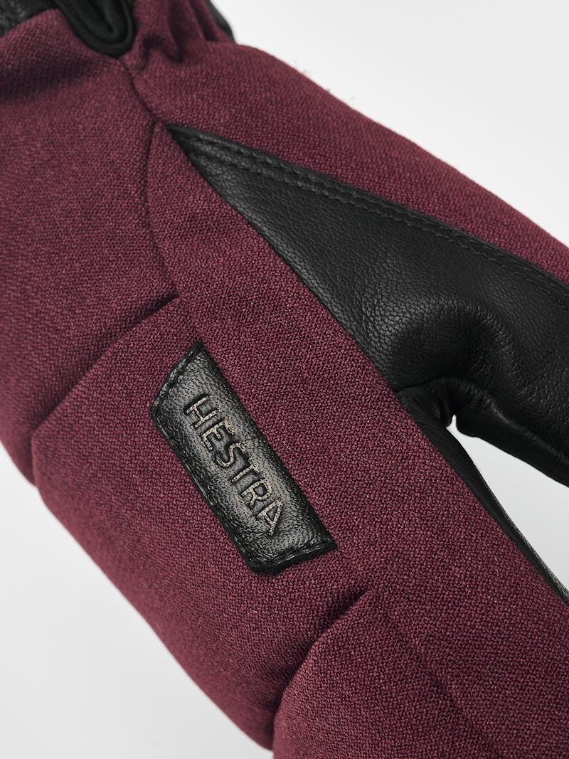 Wine red fabric mitten with black goat leather palm (5 of 5)
