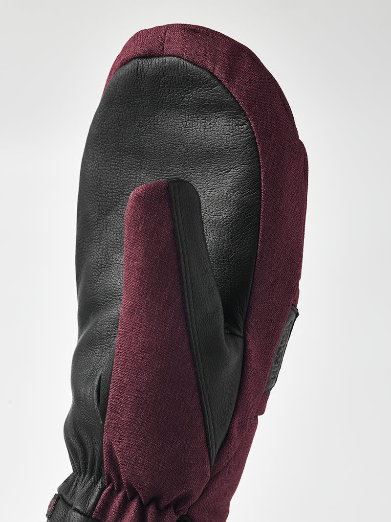 Wine red fabric mitten with black goat leather palm (3 of 5)