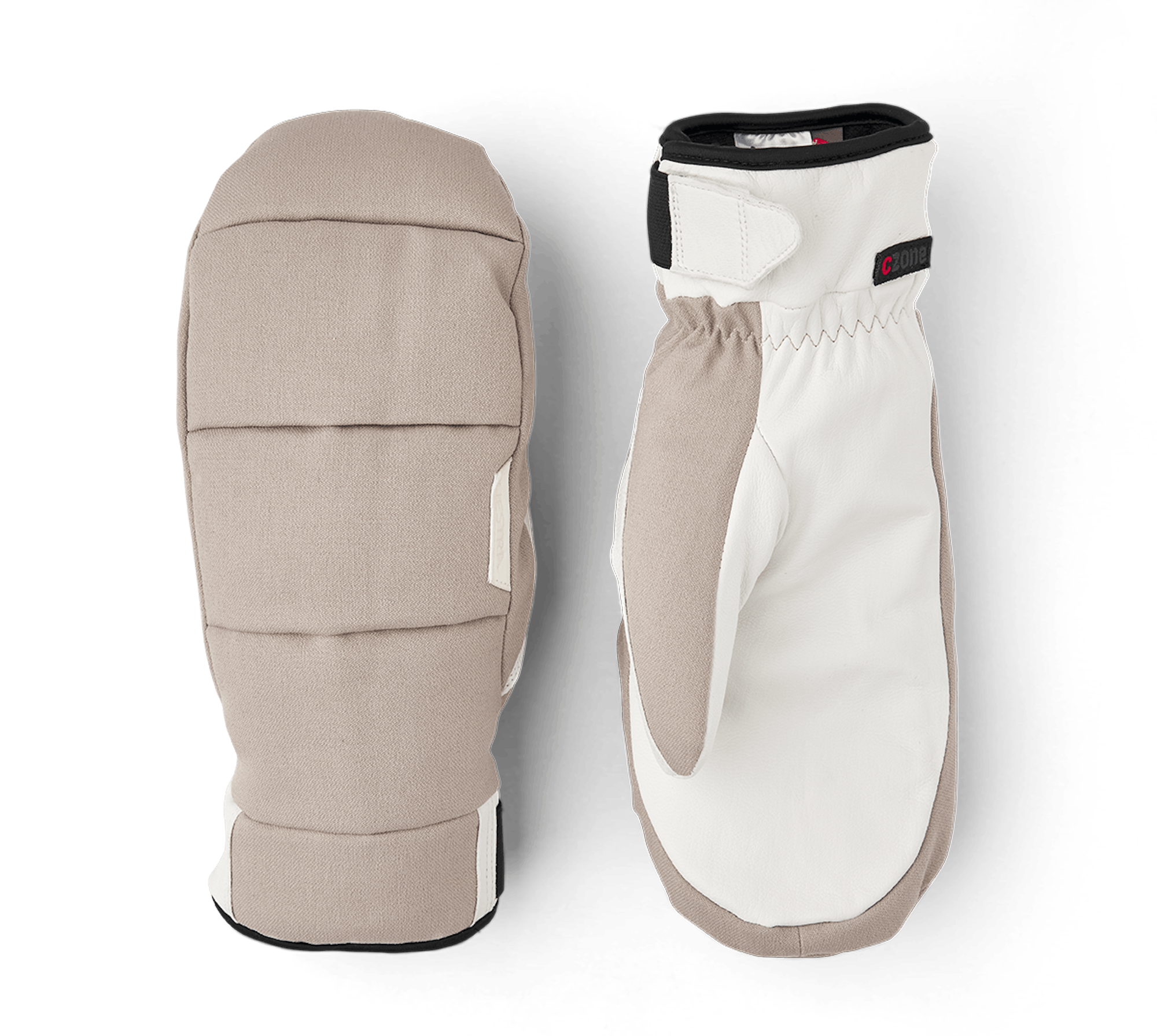 Beiger Fausthandschuh aus Stoff mit weißem Ziegenleder an der Innenhand (1 oder 6)