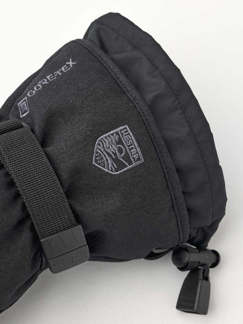 Black fabric ski glove with synthetic palm and wrist adjustment (2 of 5)