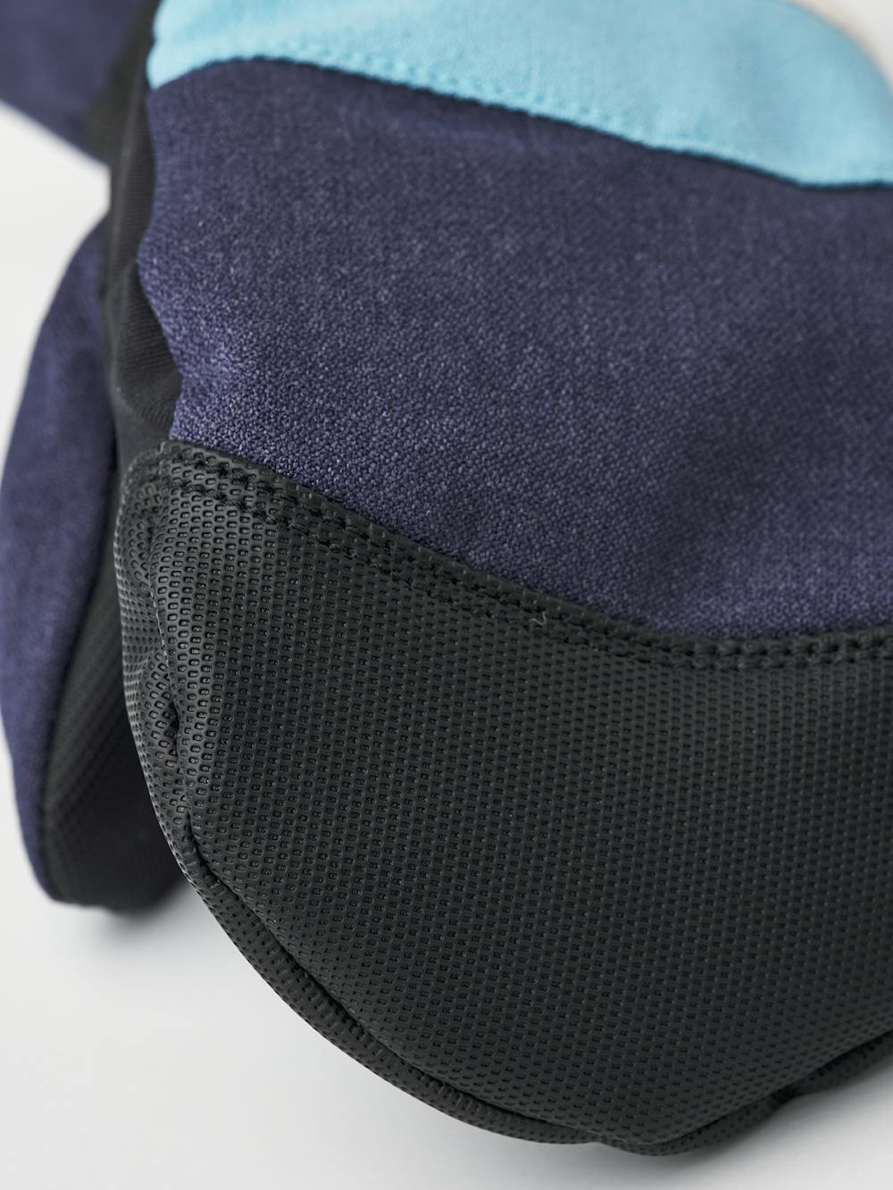 Blue fabric mitten with black synthetic palm and wrist adjustment (3 of 5)