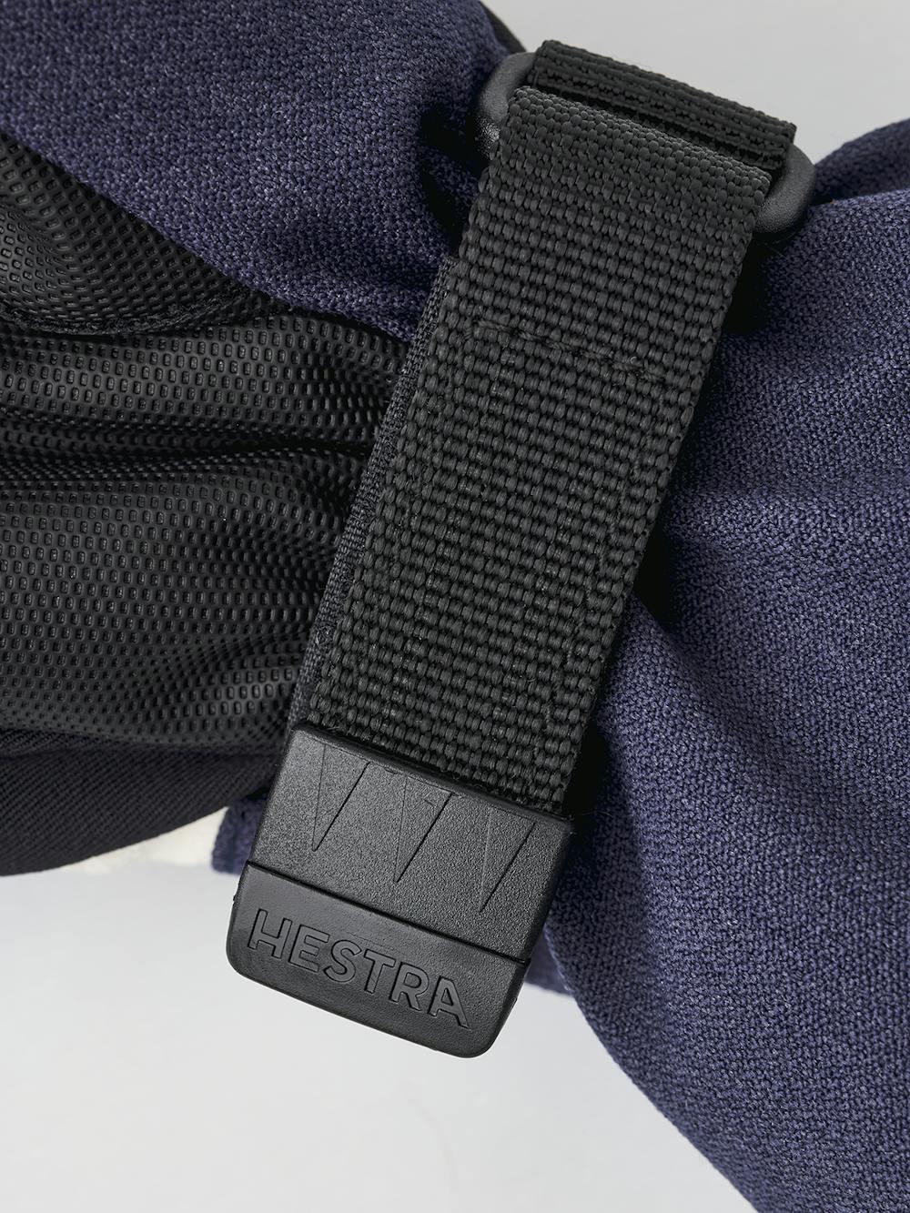 Blue fabric mitten with black synthetic palm and wrist adjustment (5 of 5)