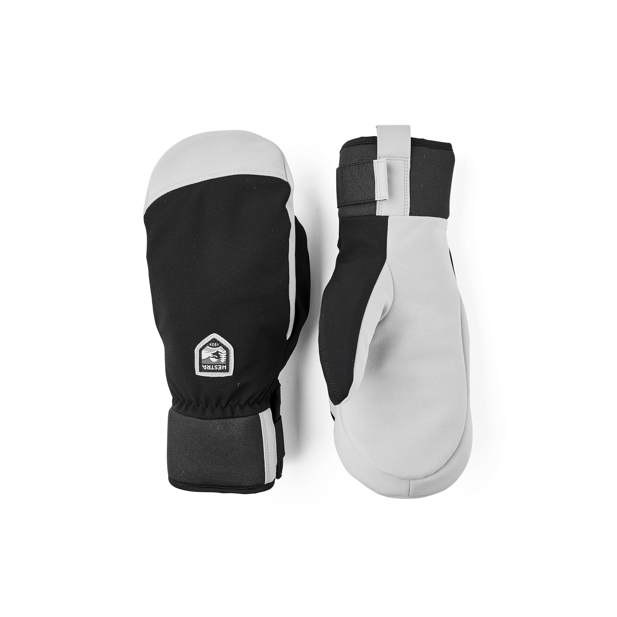 Black fabric mitten with gray synthetic suede palm (1 of 7)