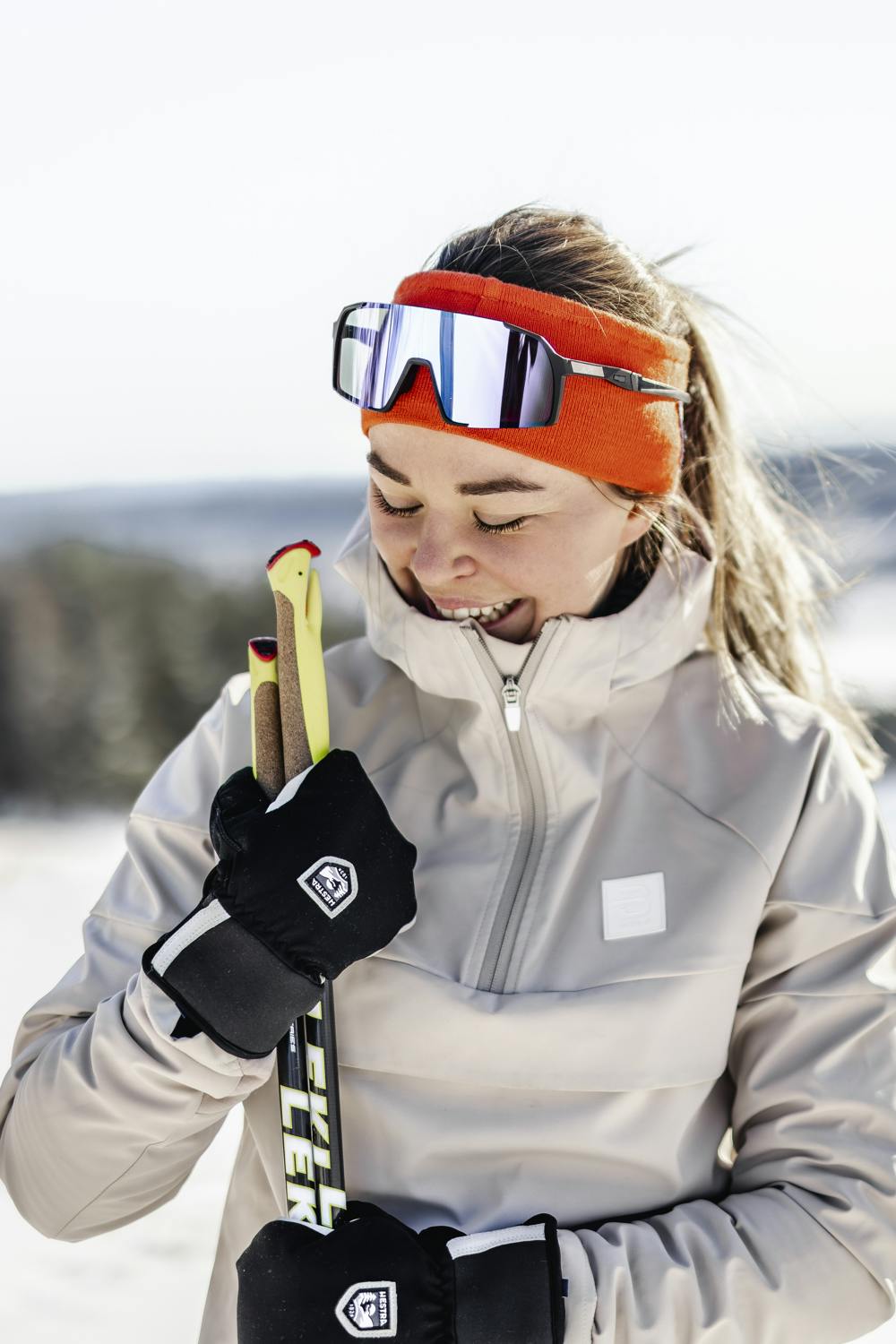 Black fabric mitten with gray synthetic suede palm (7 of 7)