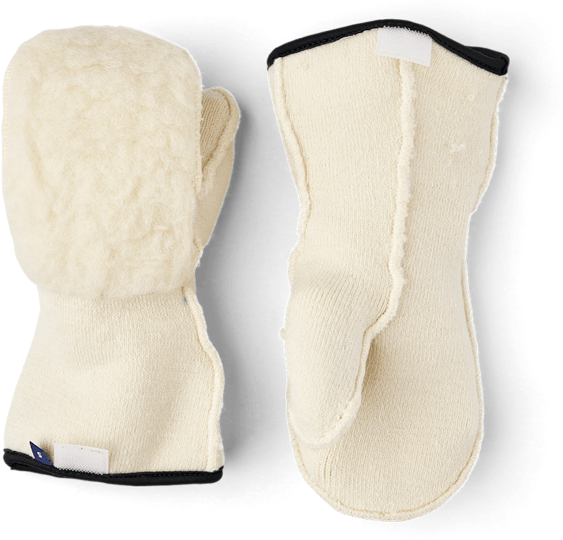 White machine-sewn liner mitten (1 of 4)