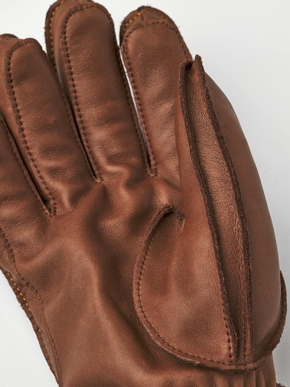 Wine red cow hide ski glove with brown palm and wrist adjustment  (3 of 5)