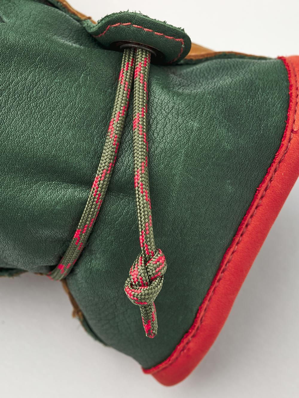 Dark green cow hide ski glove with light brown palm and wrist adjustment  (3 of 5)