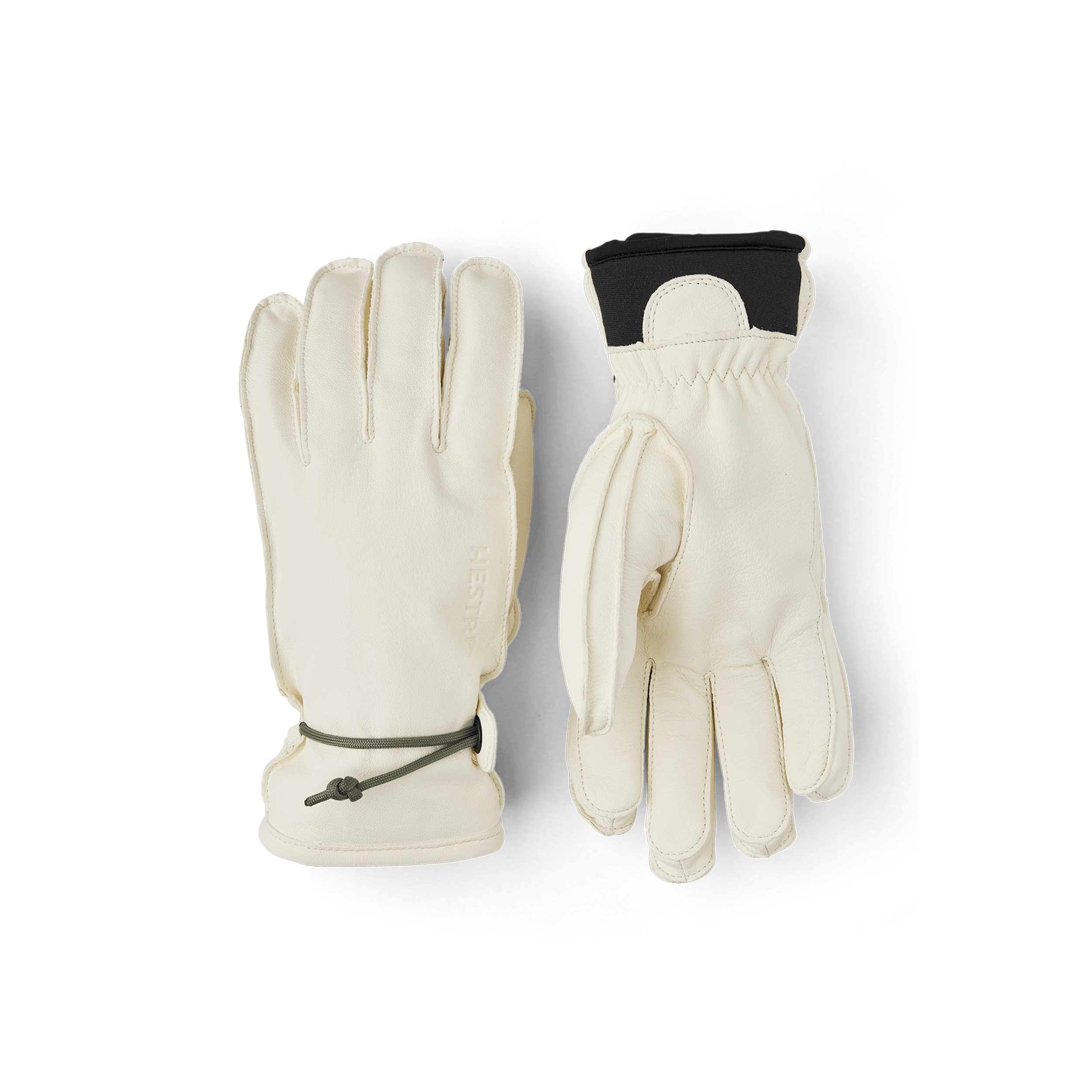 White cow hide ski glove with wrist adjustment  (1 of 5)