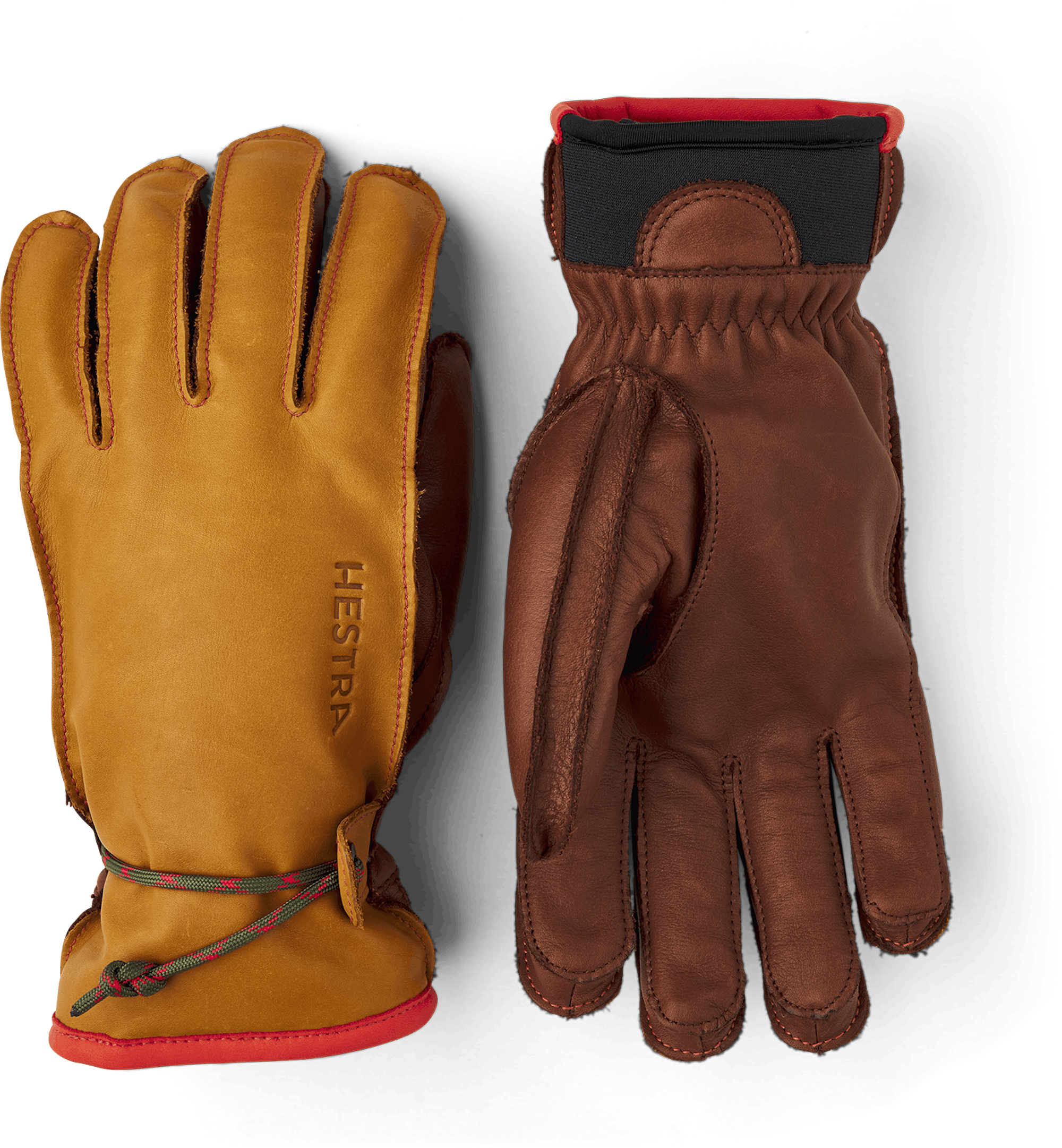 Light brown cow hide ski glove with brown palm and wrist adjustment (1 of 7)