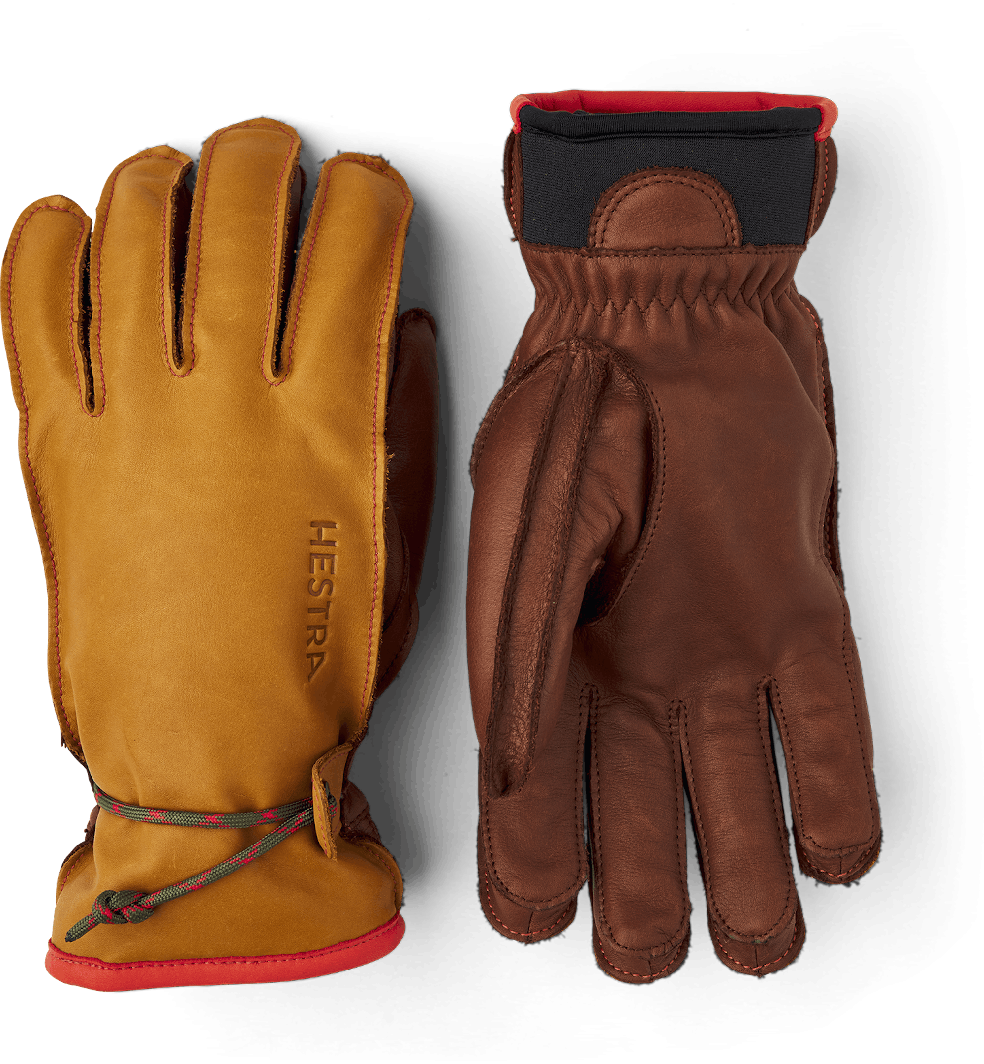Light brown cow hide ski glove with brown palm and wrist adjustment (1 of 7)