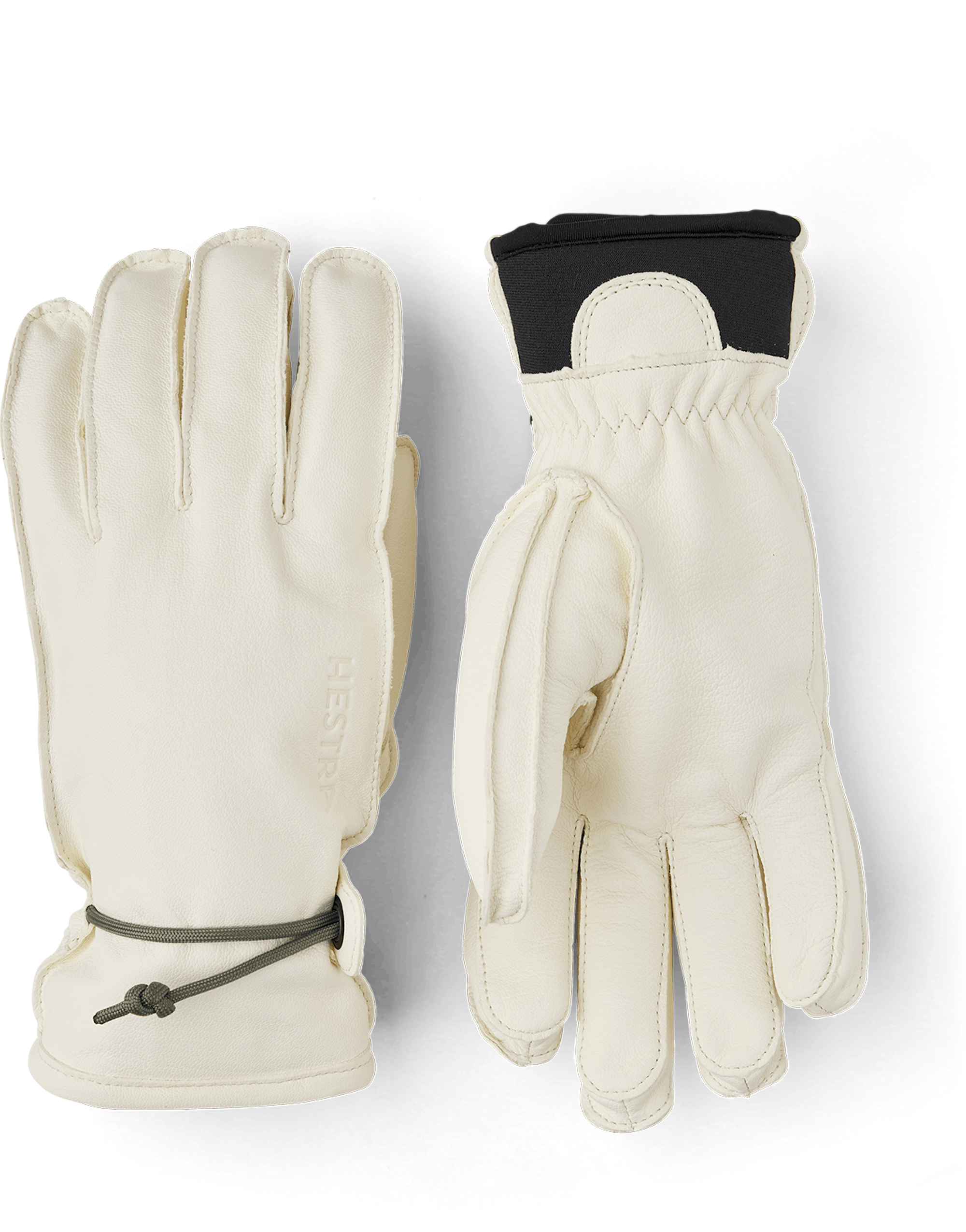 White cow hide ski glove with wrist adjustment  (1 of 5)