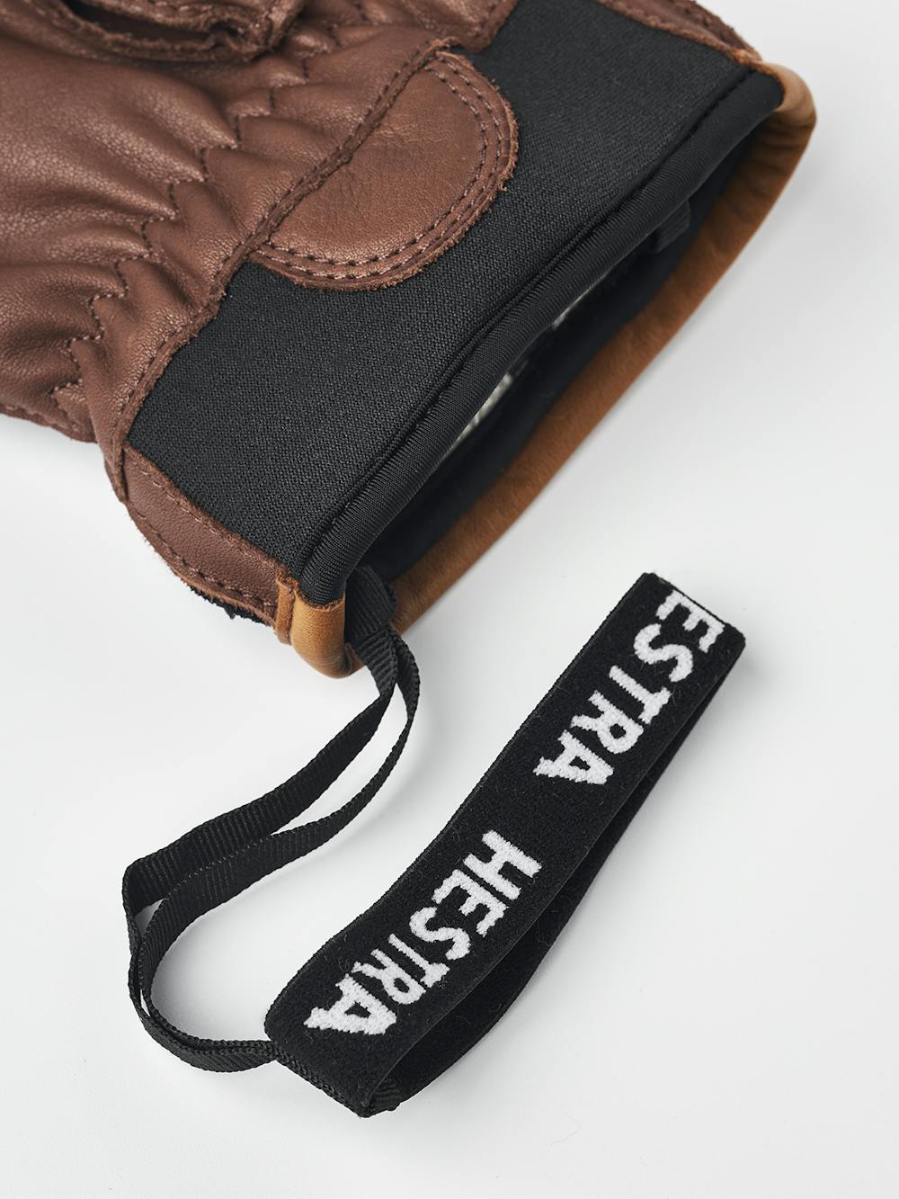 Dark blue cow hide ski glove with dark brown palm and wrist adjustment  (3 of 5)