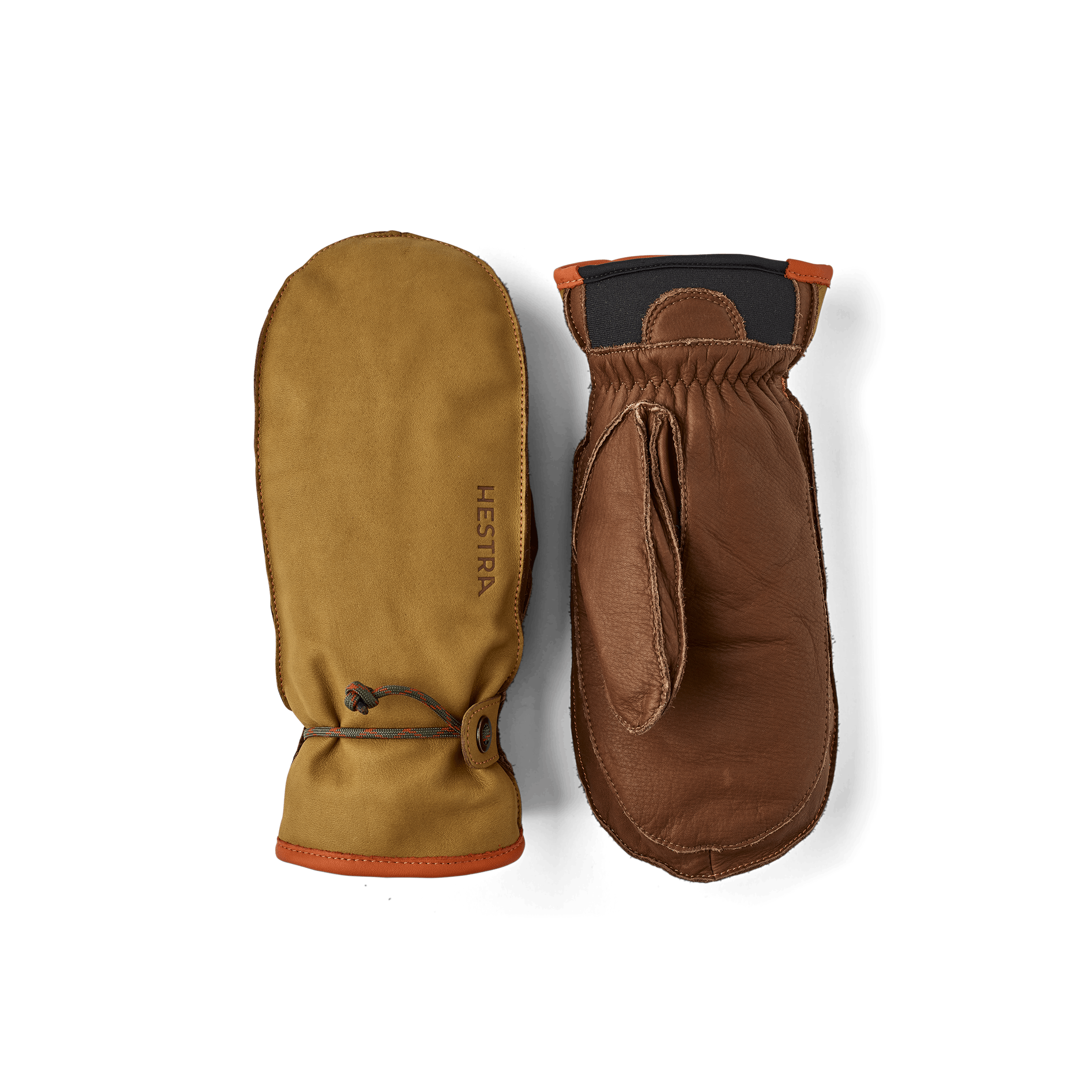 Light brown cow hide mitten with brown palm and wrist adjustment (1 of 5)