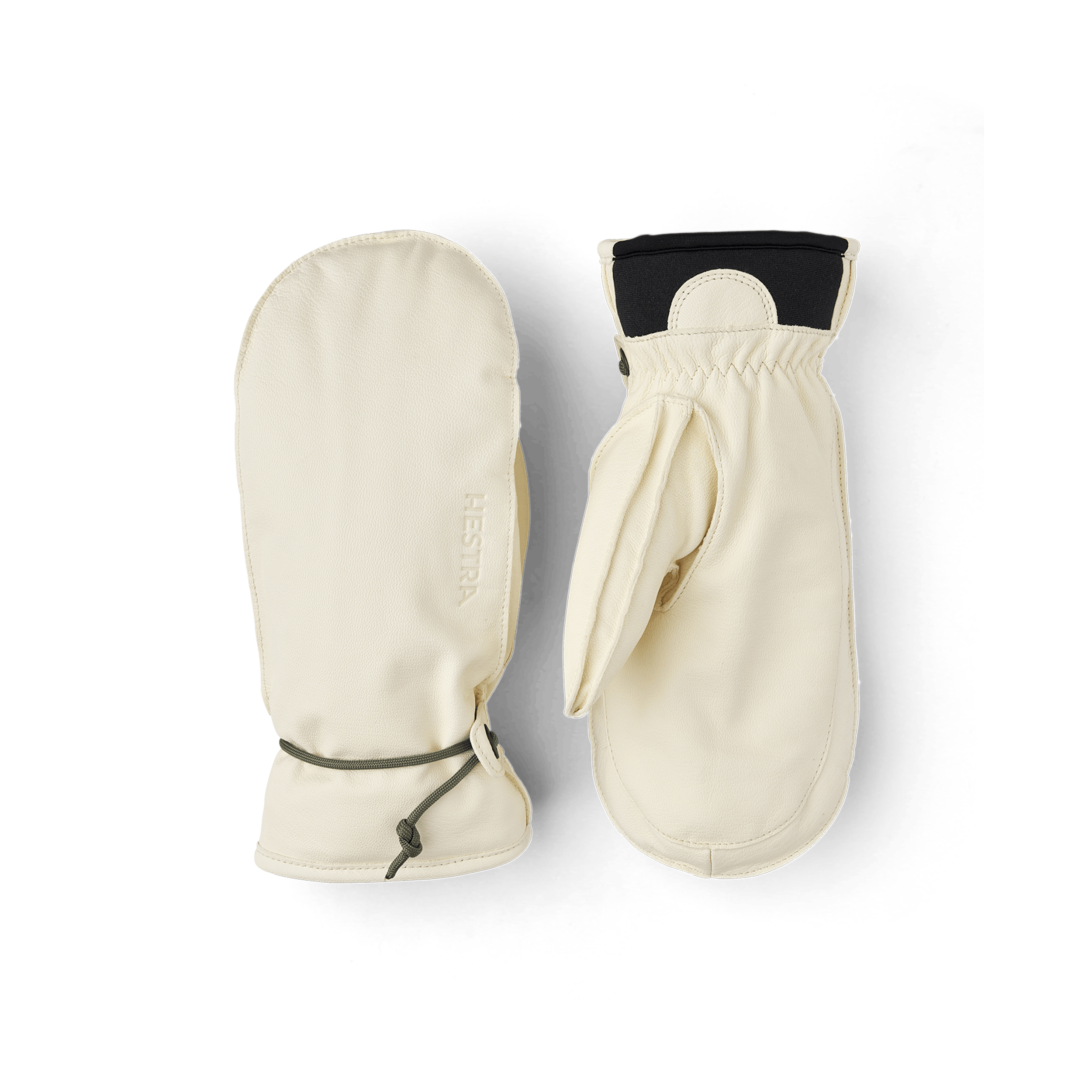 White cow hide mitten with wrist adjustment  (1 of 6)