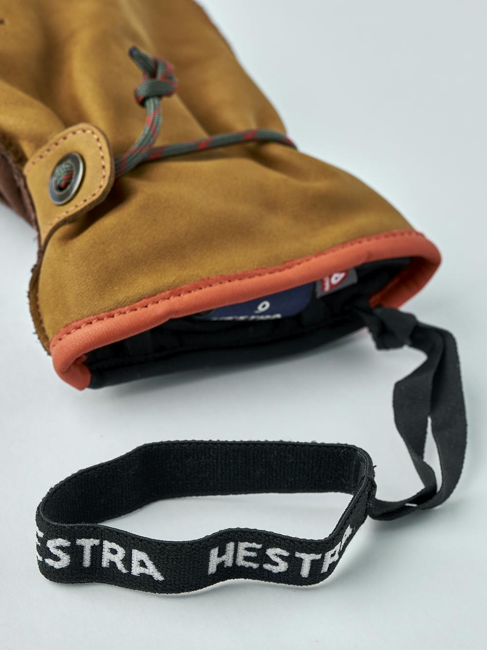 Light brown cow hide mitten with brown palm and wrist adjustment (3 of 5)