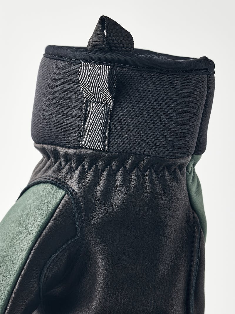 Green goat leather and cow hide ski glove with black palm  (5 of 6)