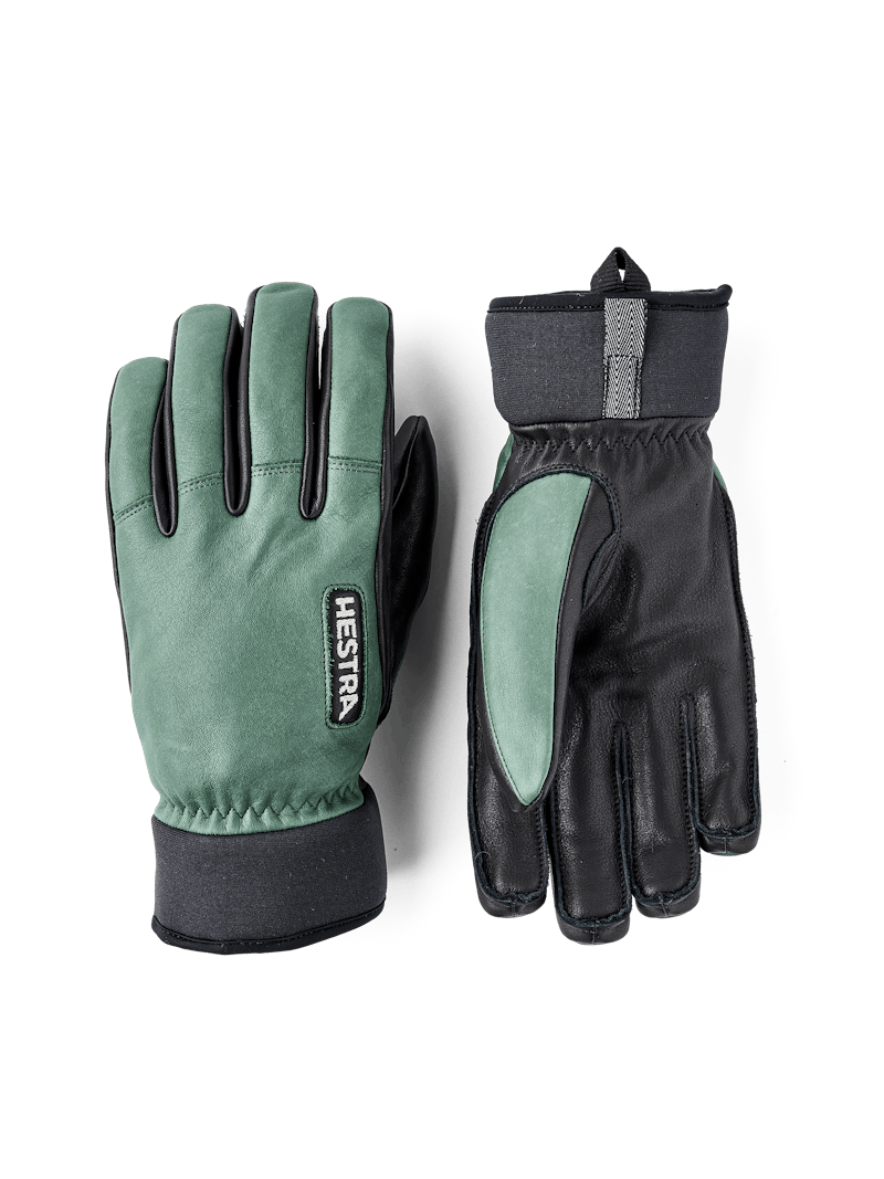 Green goat leather and cow hide ski glove with black palm  (1 of 6)