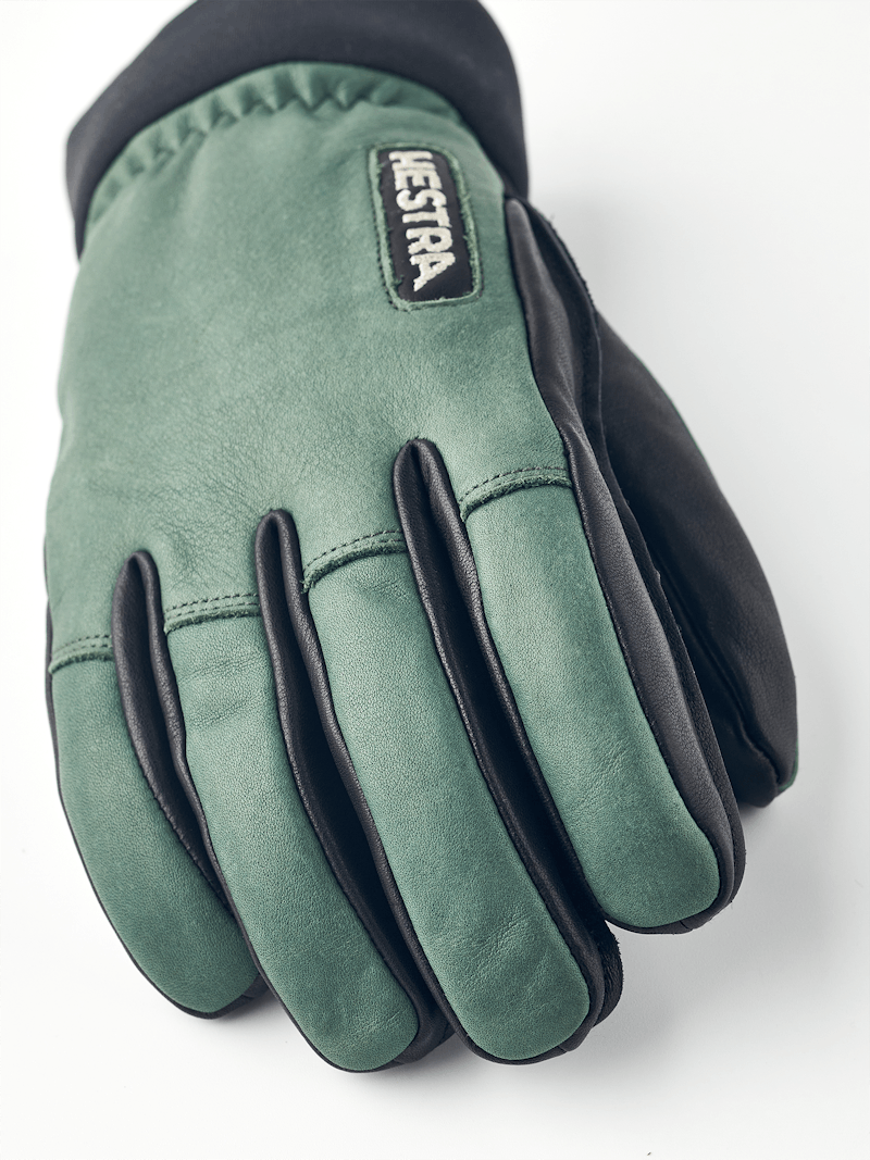 Green goat leather and cow hide ski glove with black palm  (3 of 6)
