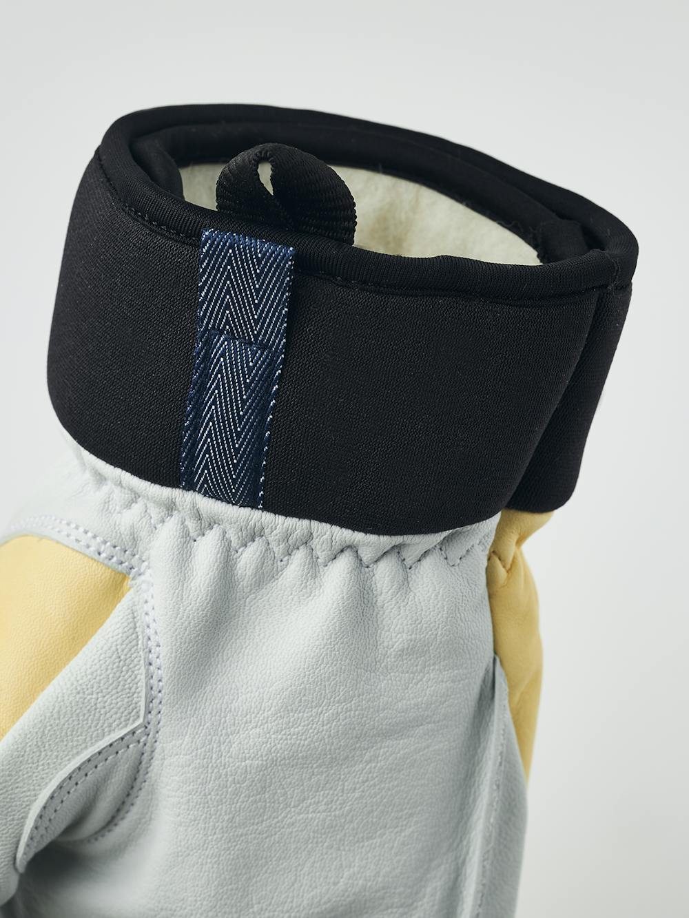 Light yellow goat leather and cow hide ski glove with white palm (3 of 5)